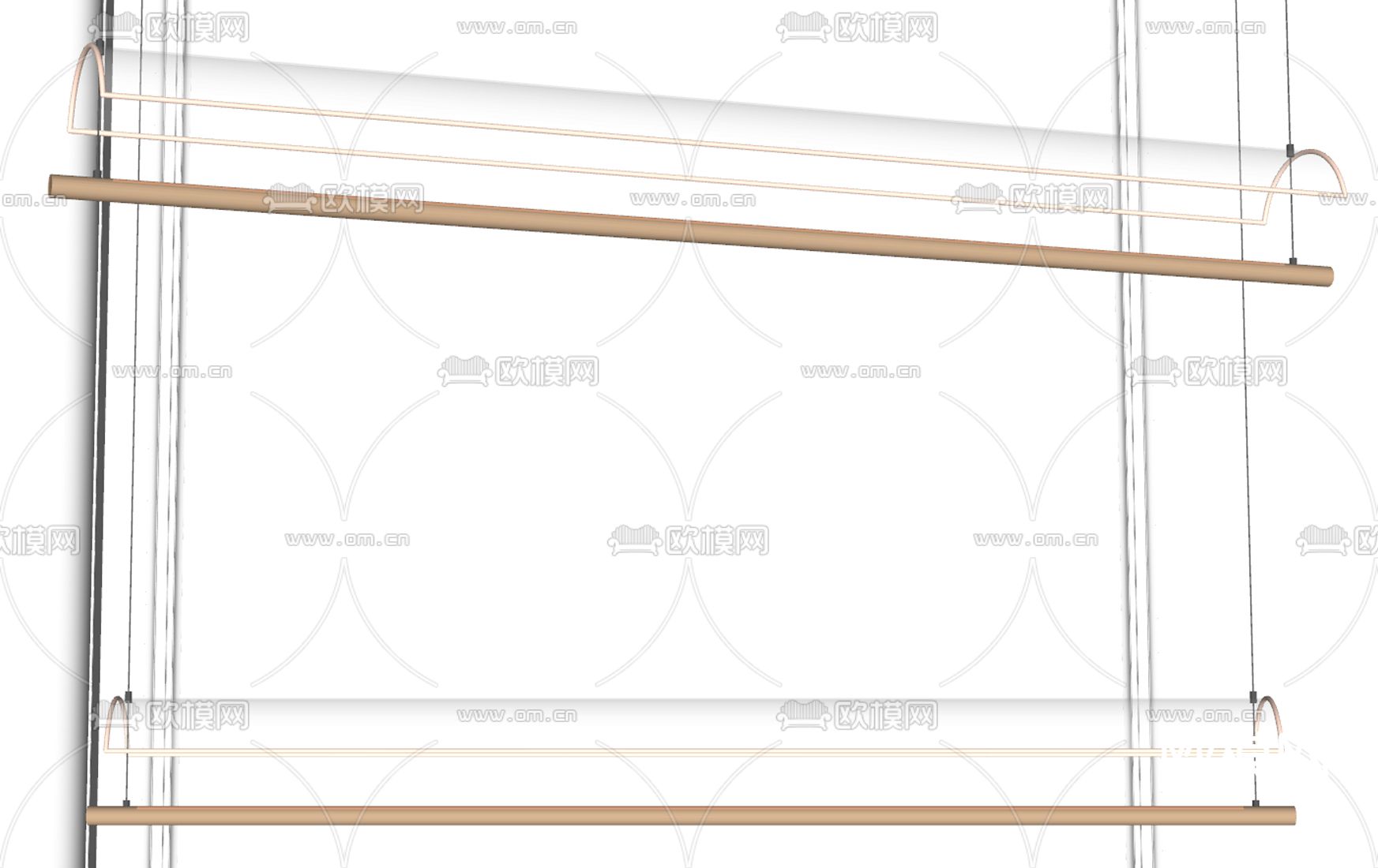 现代长条艺术玻璃吊灯su模型下载（渲染图2）