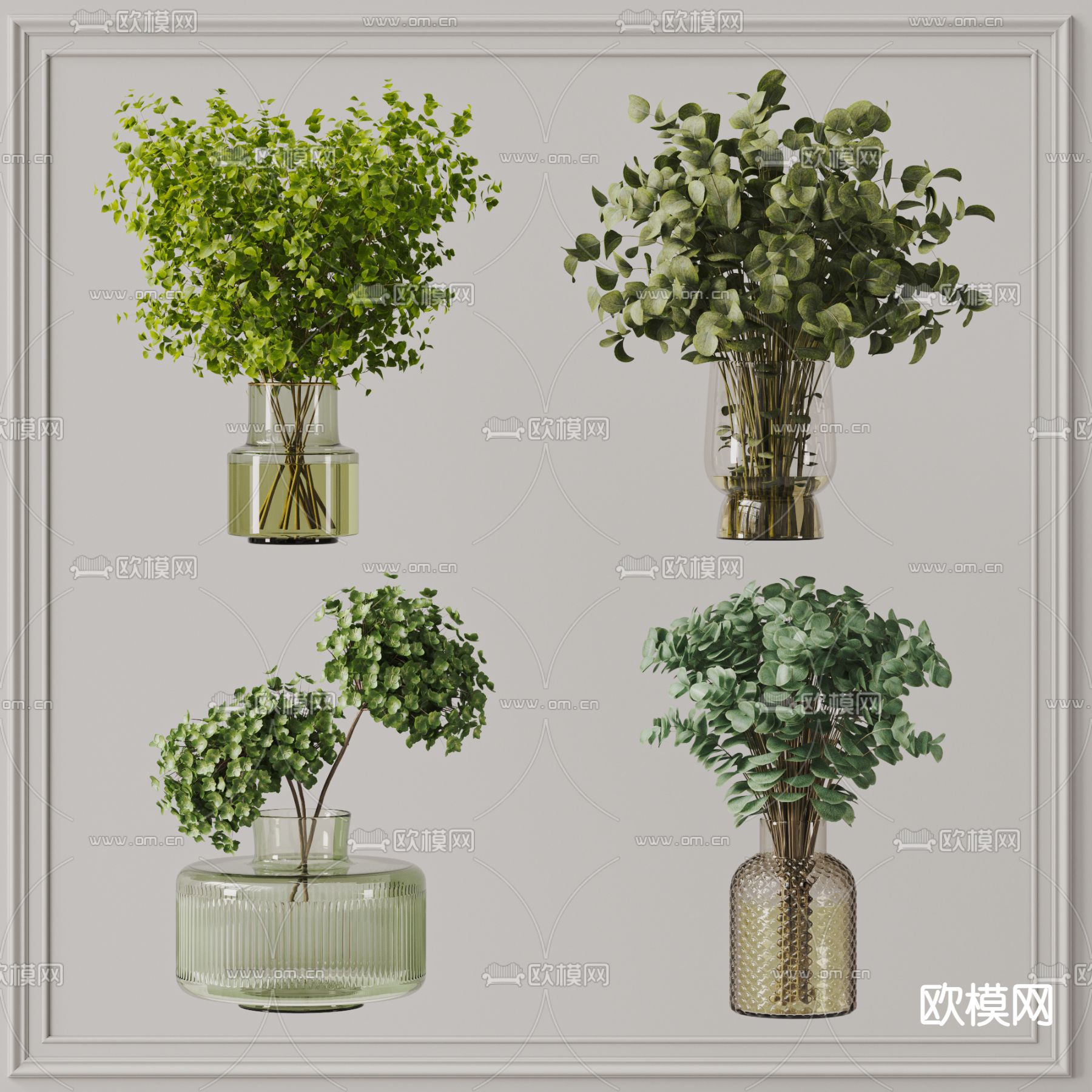水培绿植 花瓶 插花3d模型下载_ID14112043_3dmax免费模型-欧模网