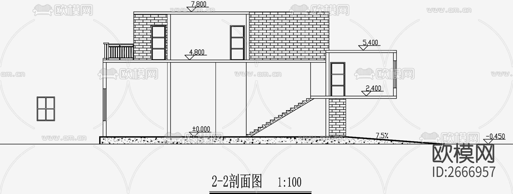 现代简约别墅效果图cad施工图下载（渲染图2）