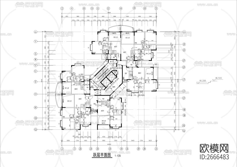 高層建筑全套cad施工圖下載(渲染圖7)