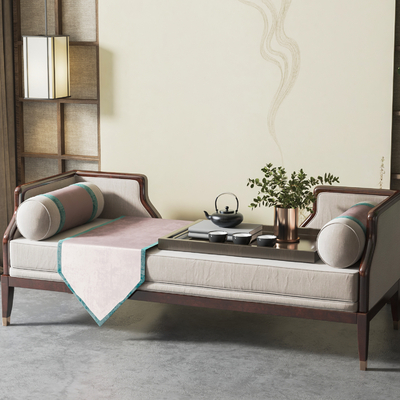  新中式床尾凳su模型 