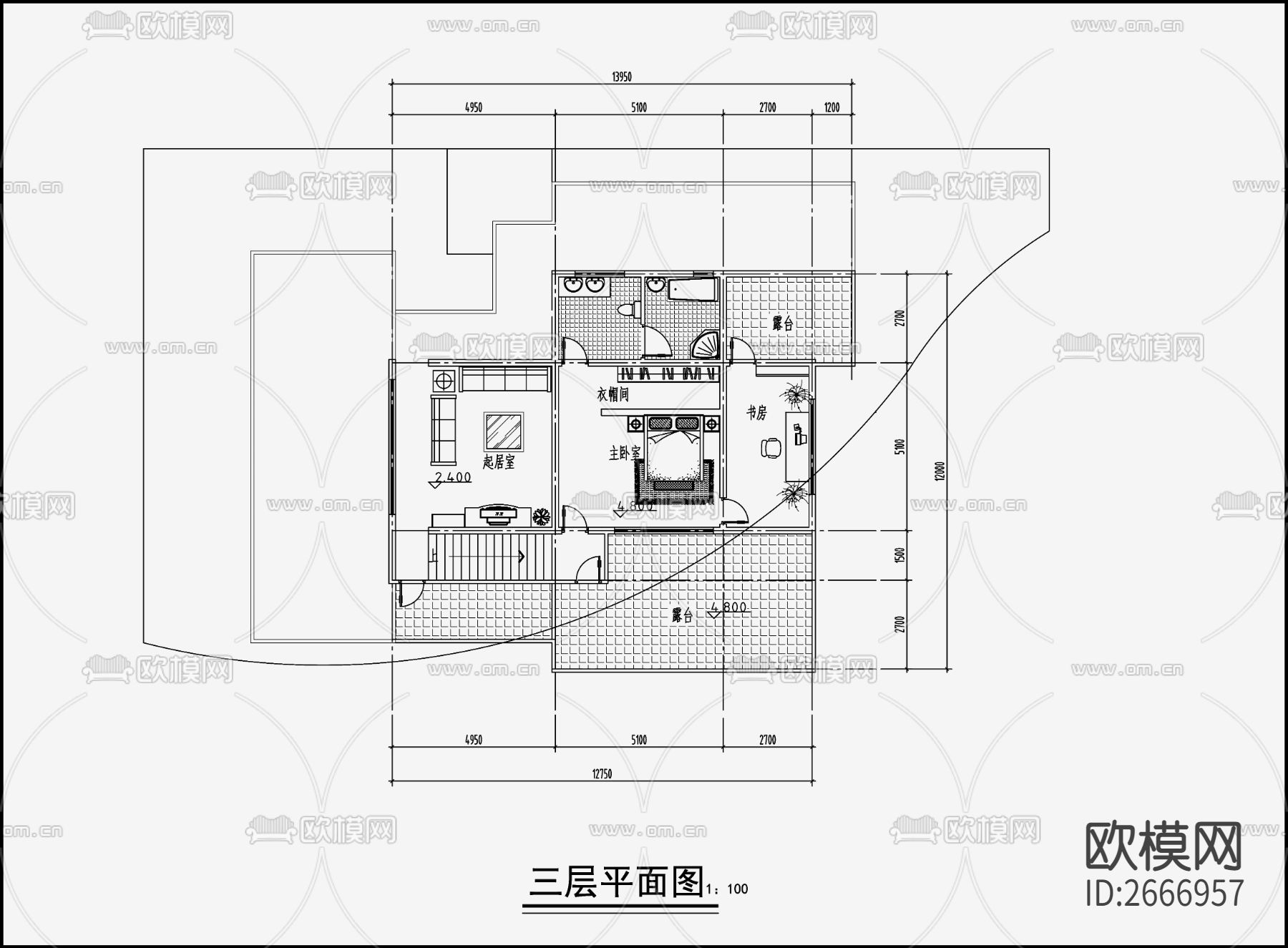 现代简约别墅效果图cad施工图下载（渲染图8）