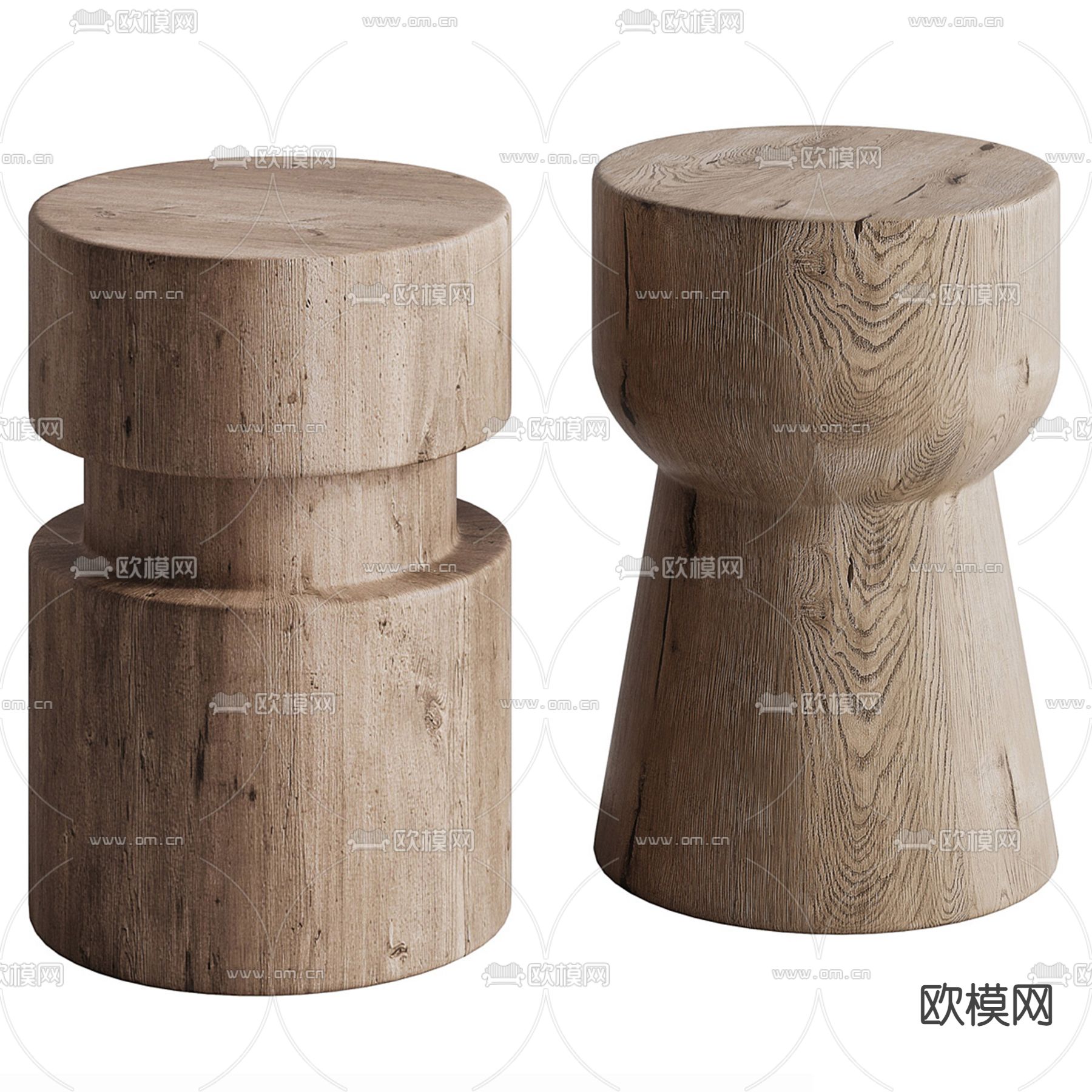 侘寂风圆几 边几 角几3d模型下载（渲染图3）