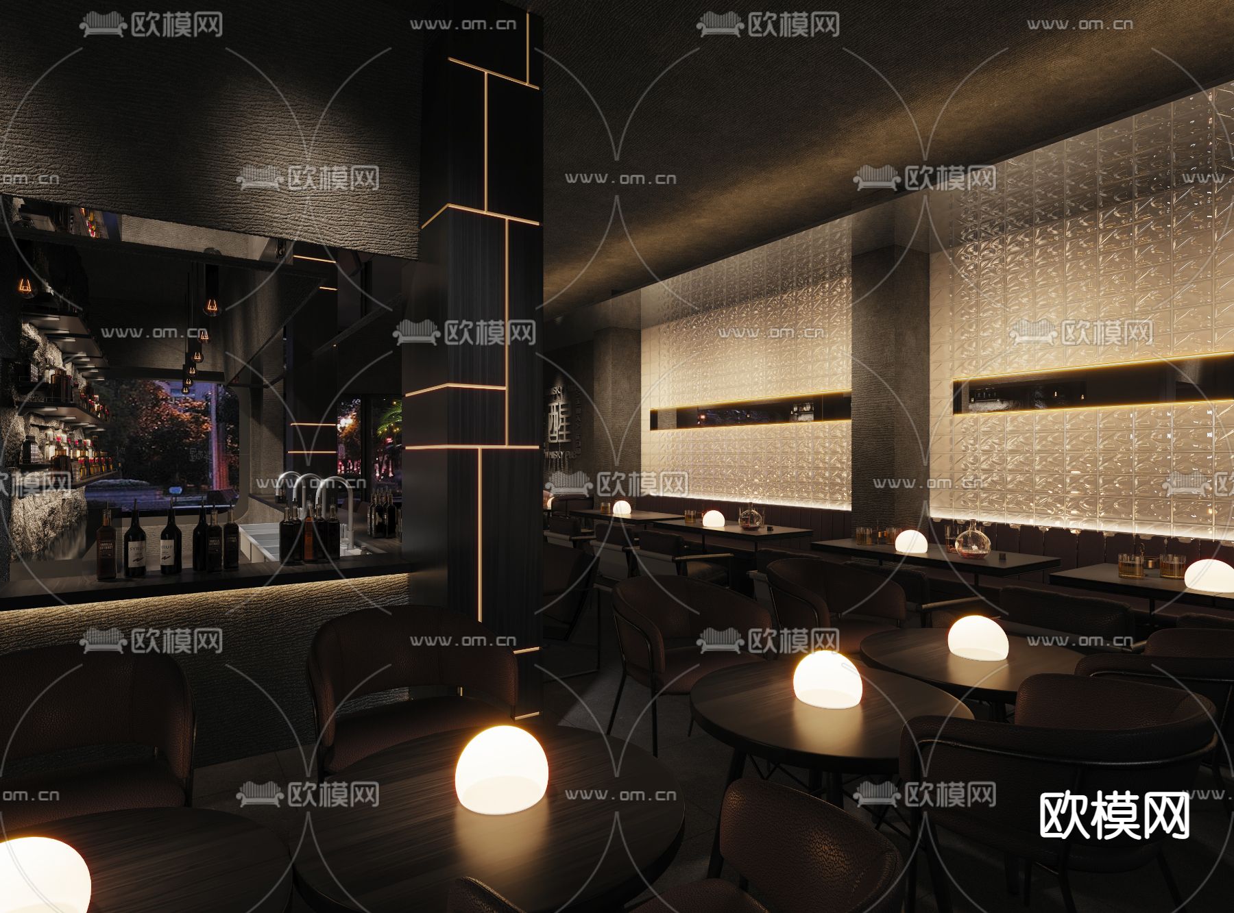 暗黑风酒吧 清吧3d模型下载（渲染图1）