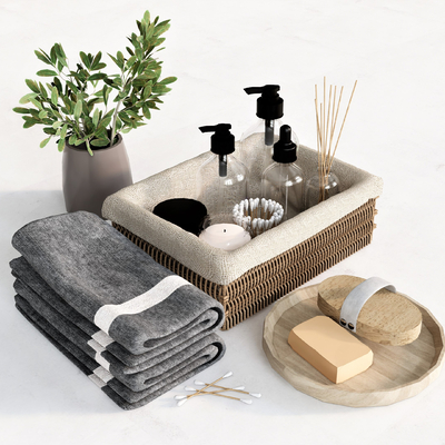  洗浴用品 沐浴露 毛巾  肥皂肥皂盒su模型 