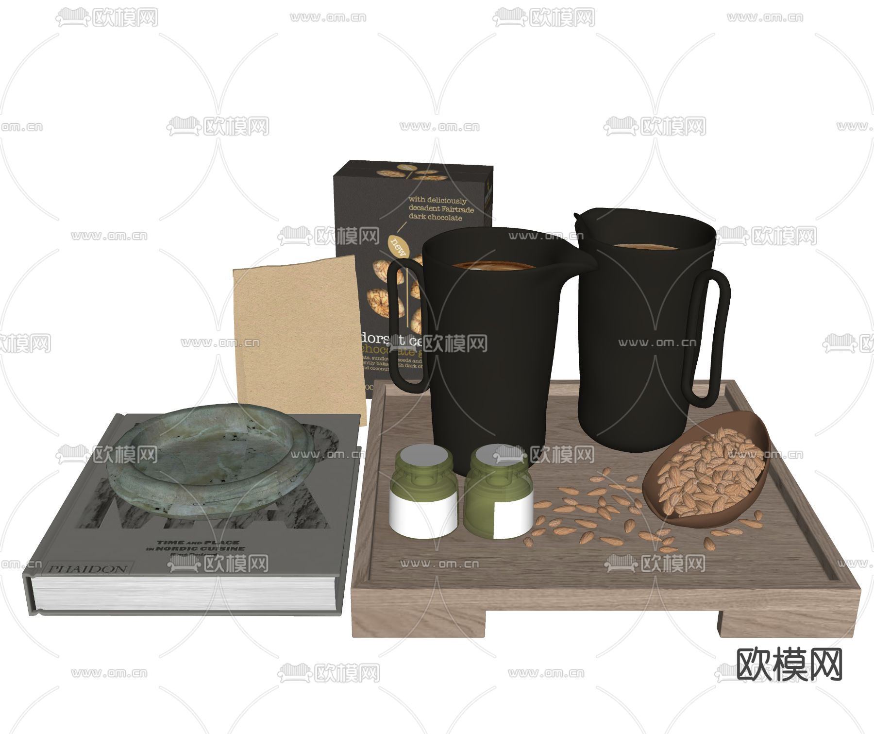 现代咖啡杯 咖啡 坚果su模型下载（渲染图2）