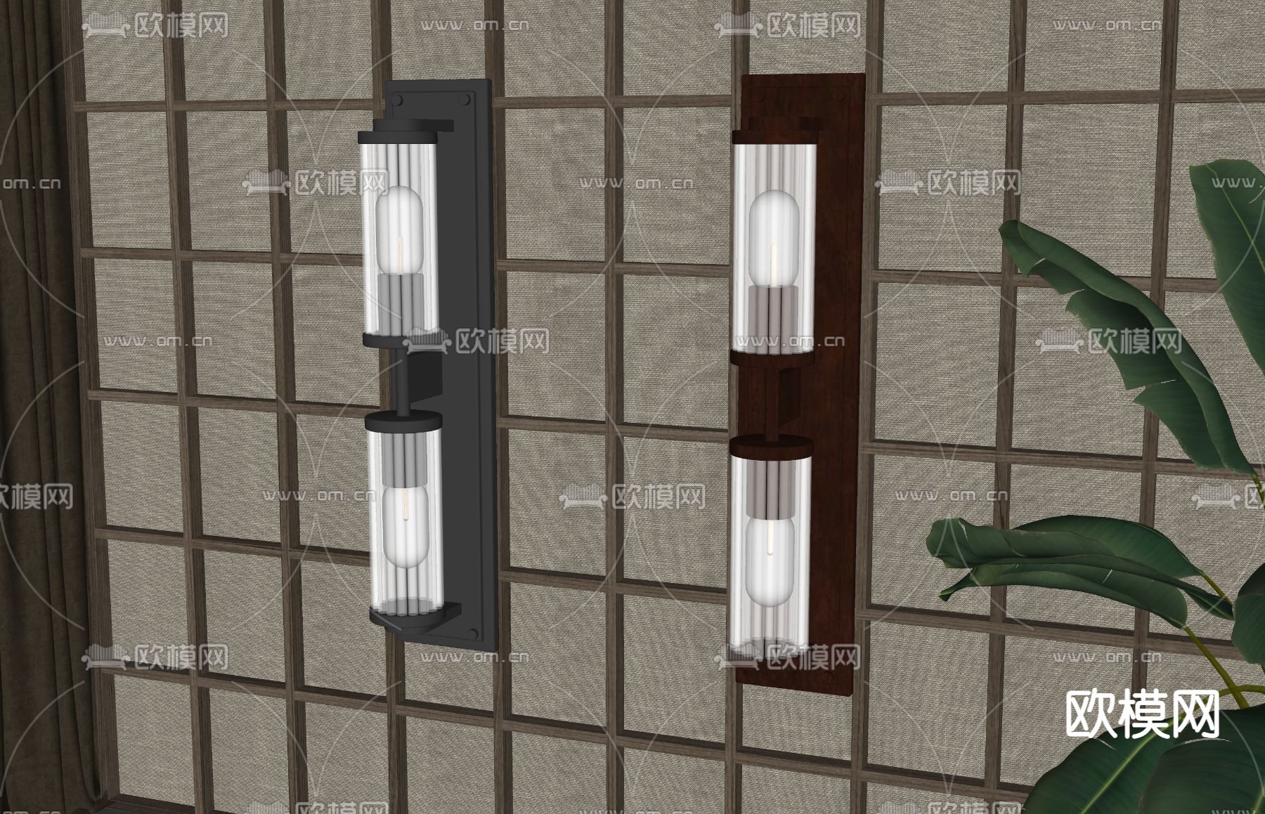 新中式壁灯su模型下载（渲染图2）