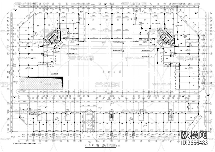 高層建筑全套cad施工圖下載(渲染圖4)