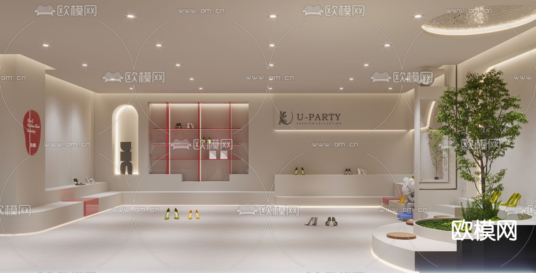 鞋子展厅 鞋店3d模型下载（渲染图1）