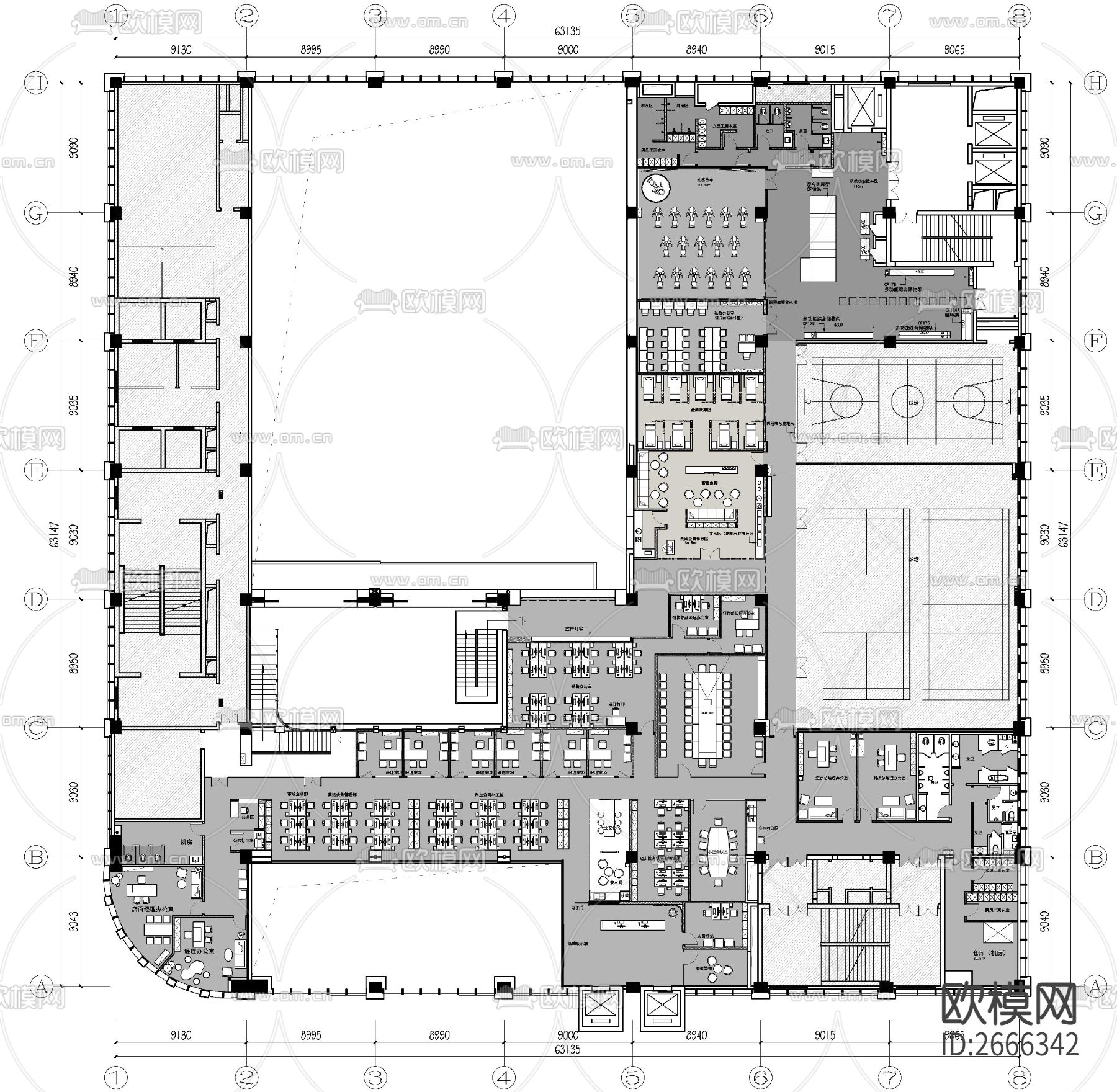 健身房cad施工图下载（渲染图7）