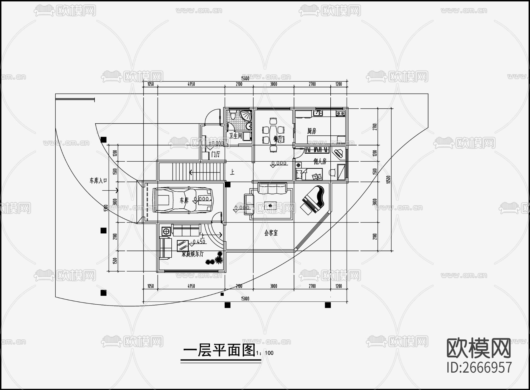 现代简约别墅效果图cad施工图下载（渲染图7）