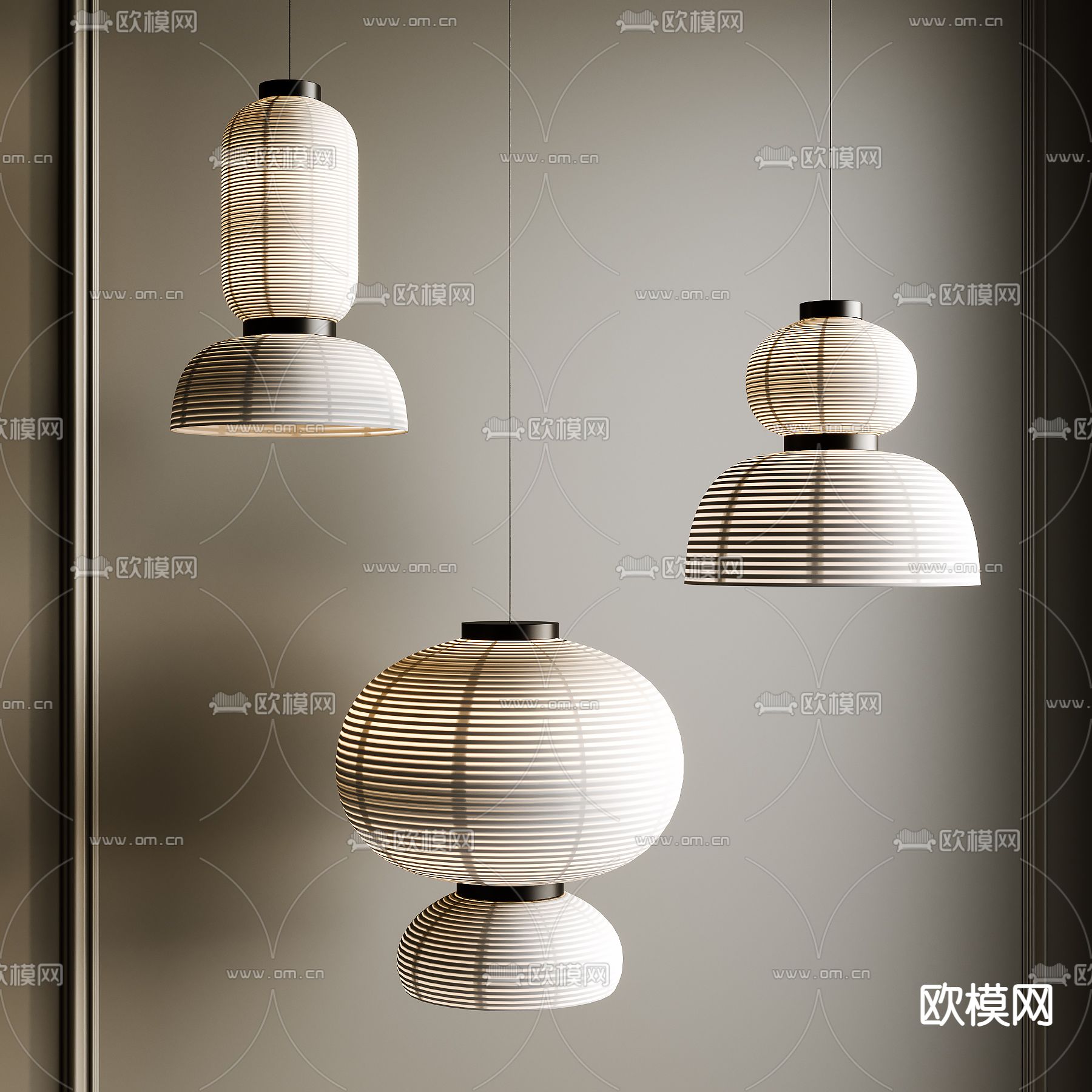 新中式编织吊灯su模型下载（渲染图1）