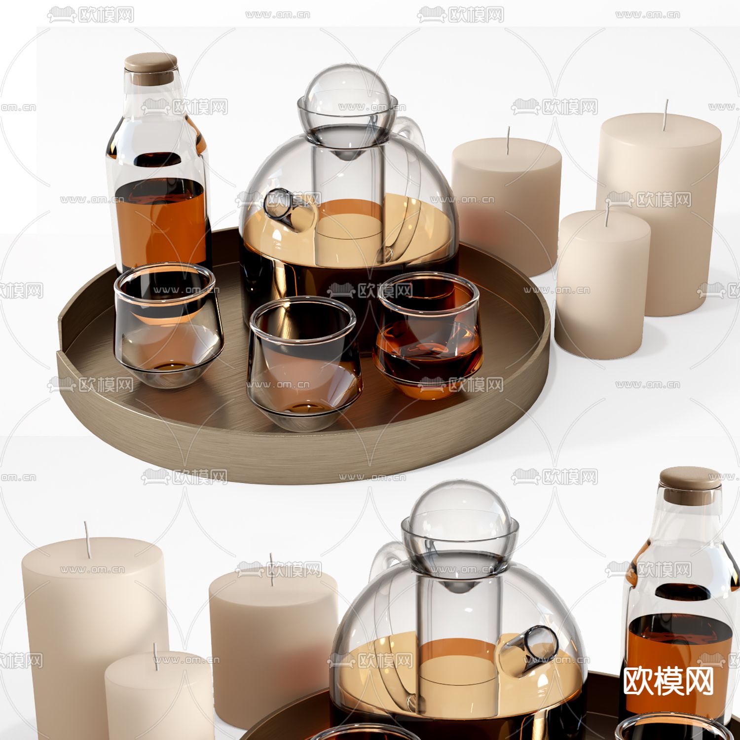 现代餐具 水杯 茶具su模型下载（渲染图1）