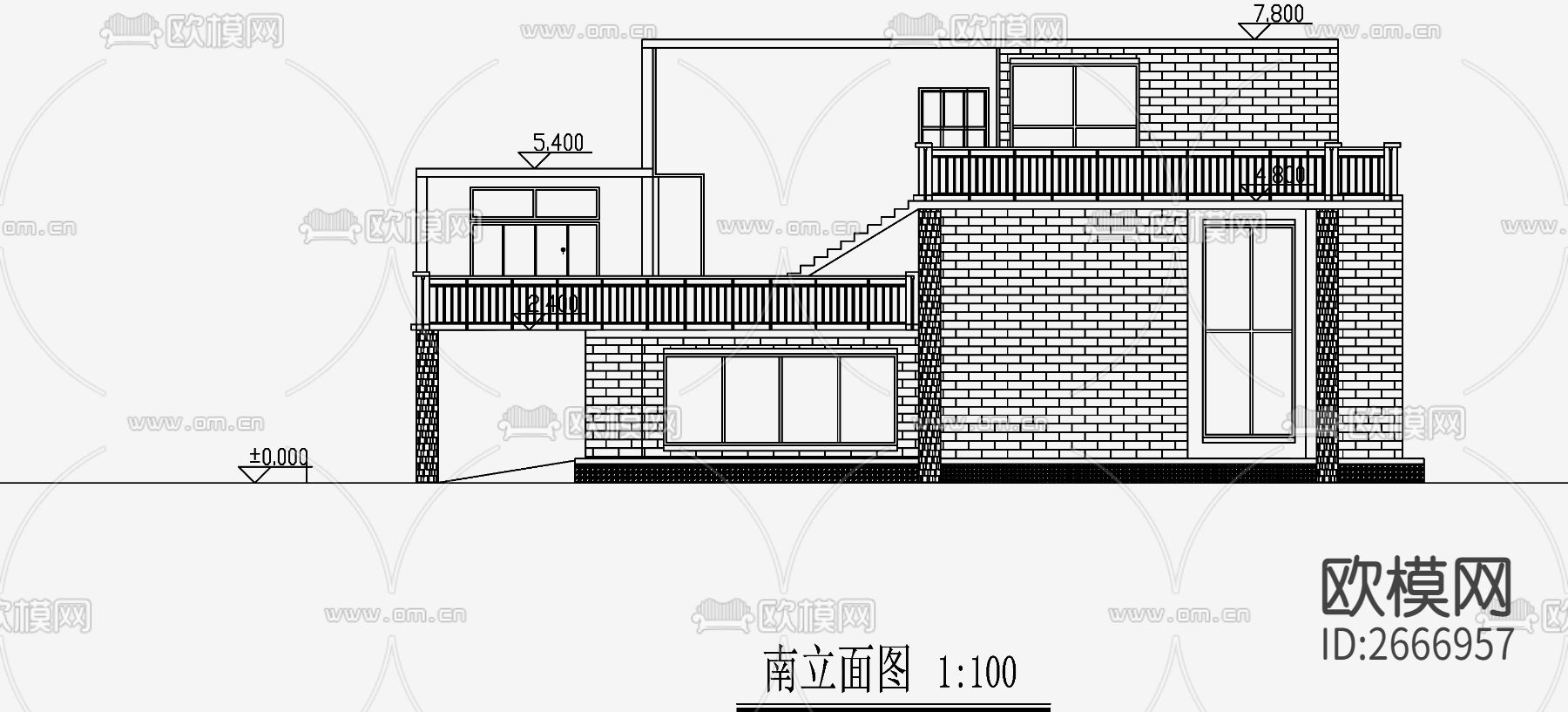 现代简约别墅效果图cad施工图下载（渲染图5）