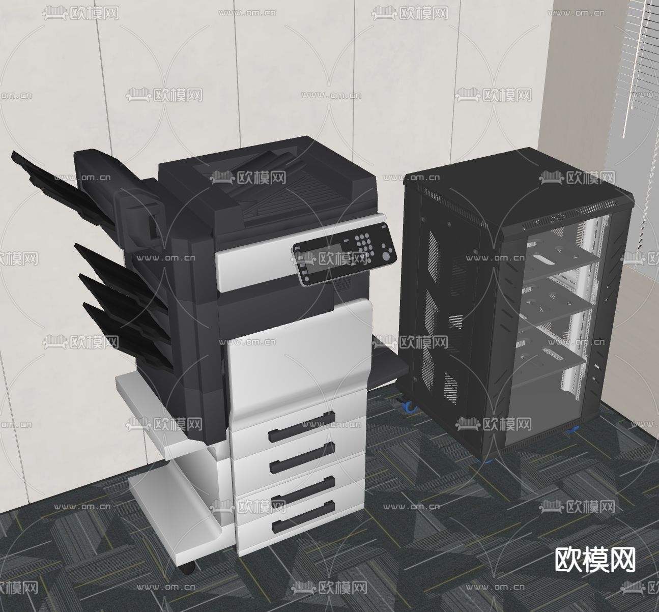 现代办公打印机su模型下载（渲染图2）