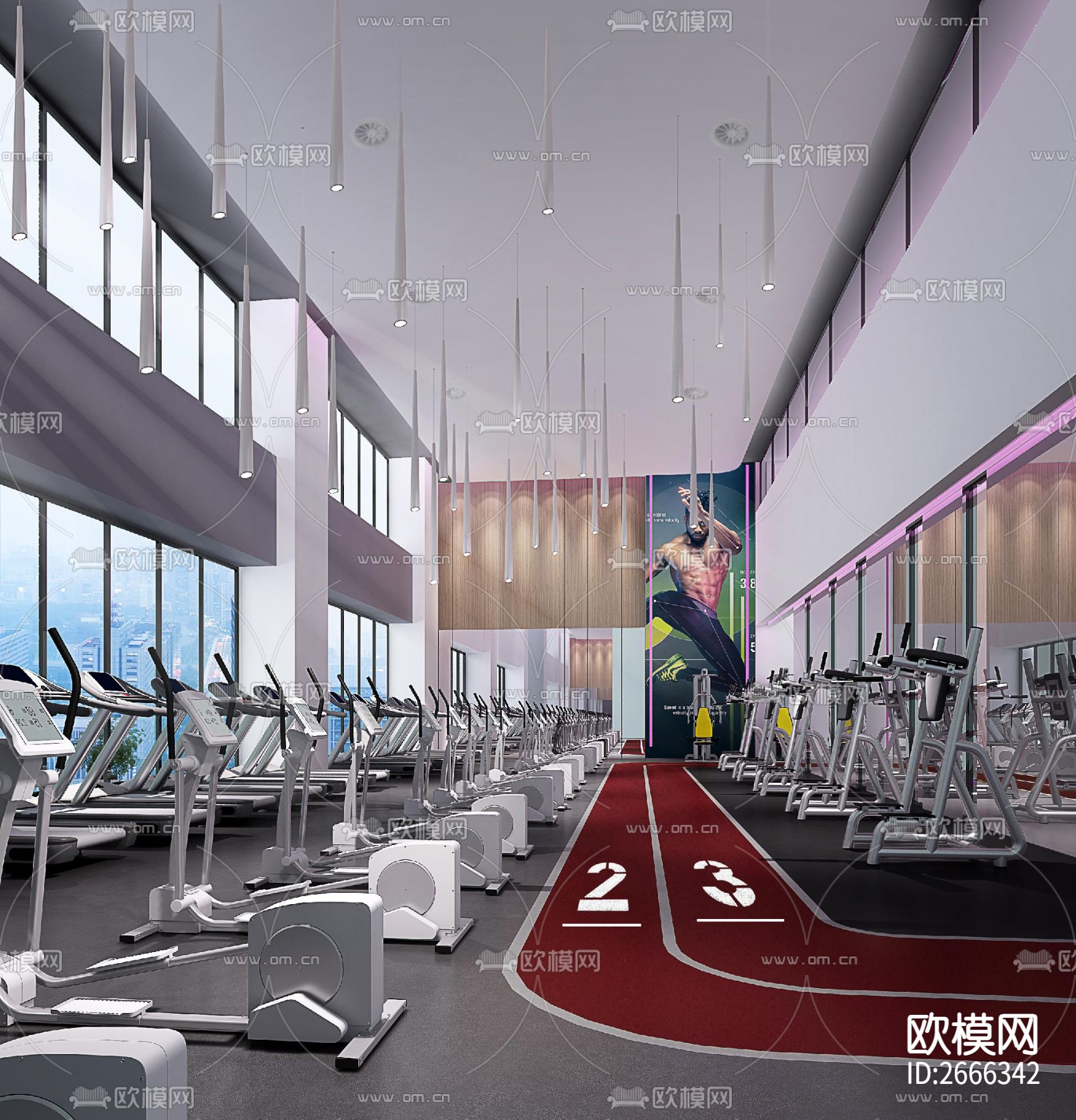 健身房cad施工图下载（渲染图1）