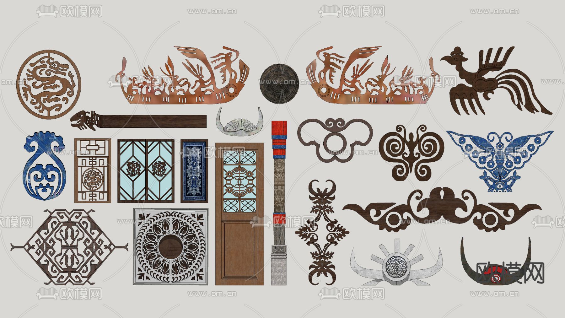 中式苗族景观小品su模型