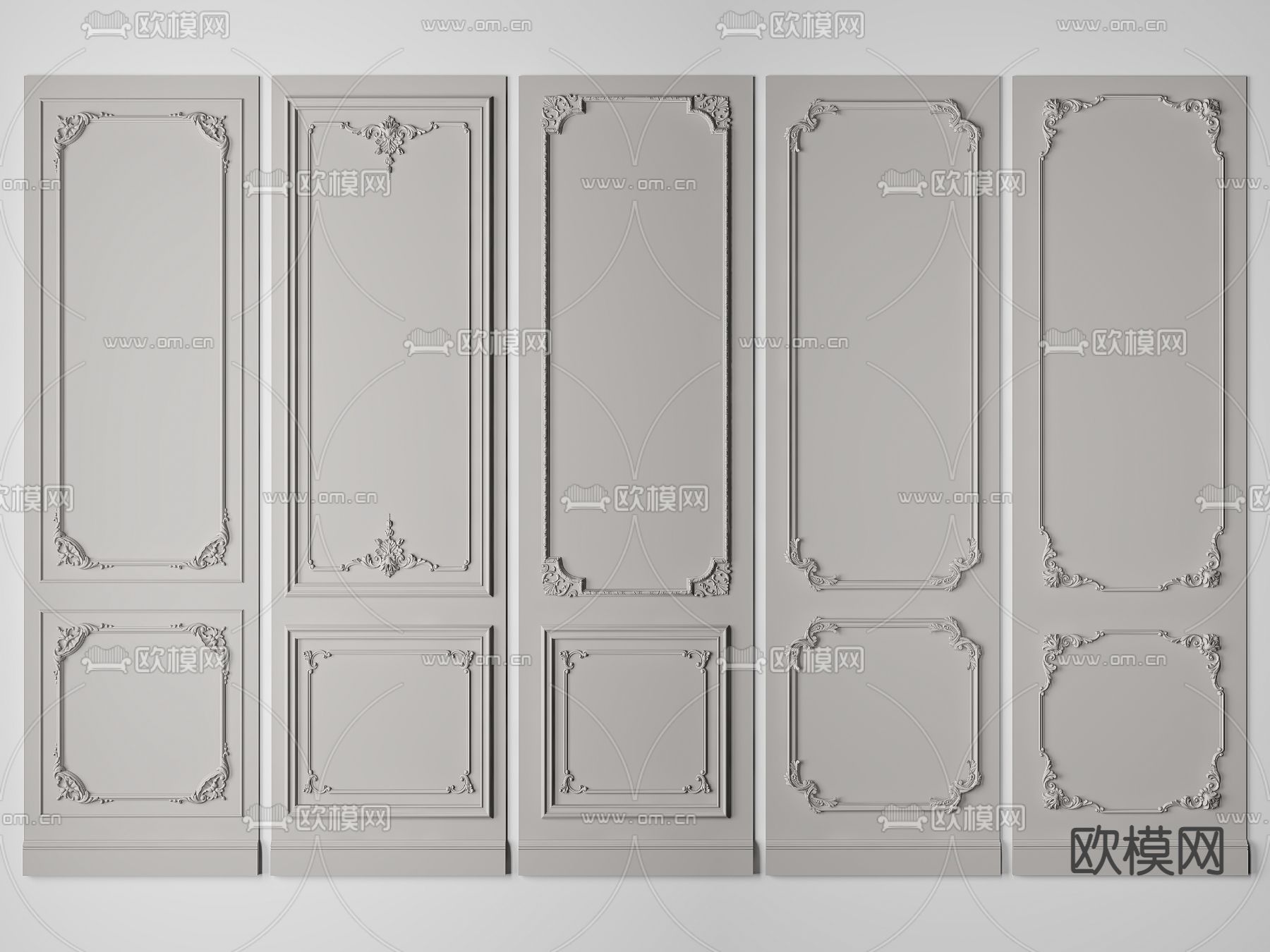 法式护墙板3d模型下载