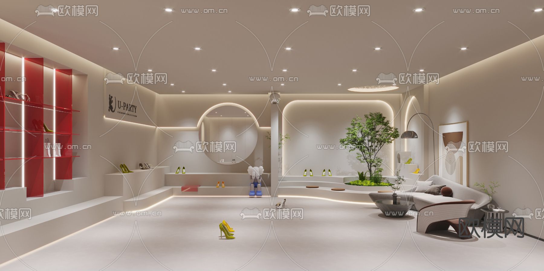 鞋子展厅 鞋店3d模型下载（渲染图3）