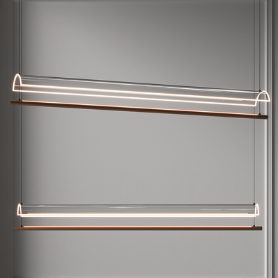  现代长条艺术玻璃吊灯su模型 