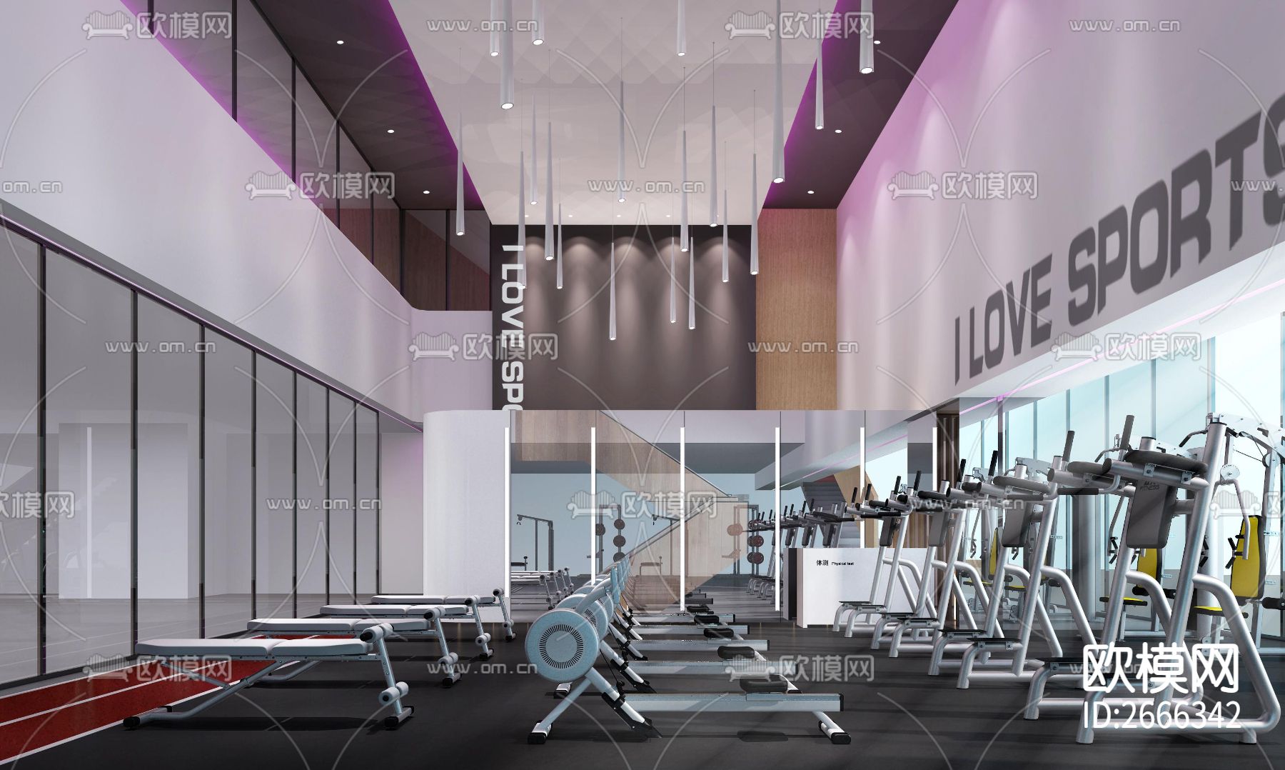 健身房cad施工图下载（渲染图3）