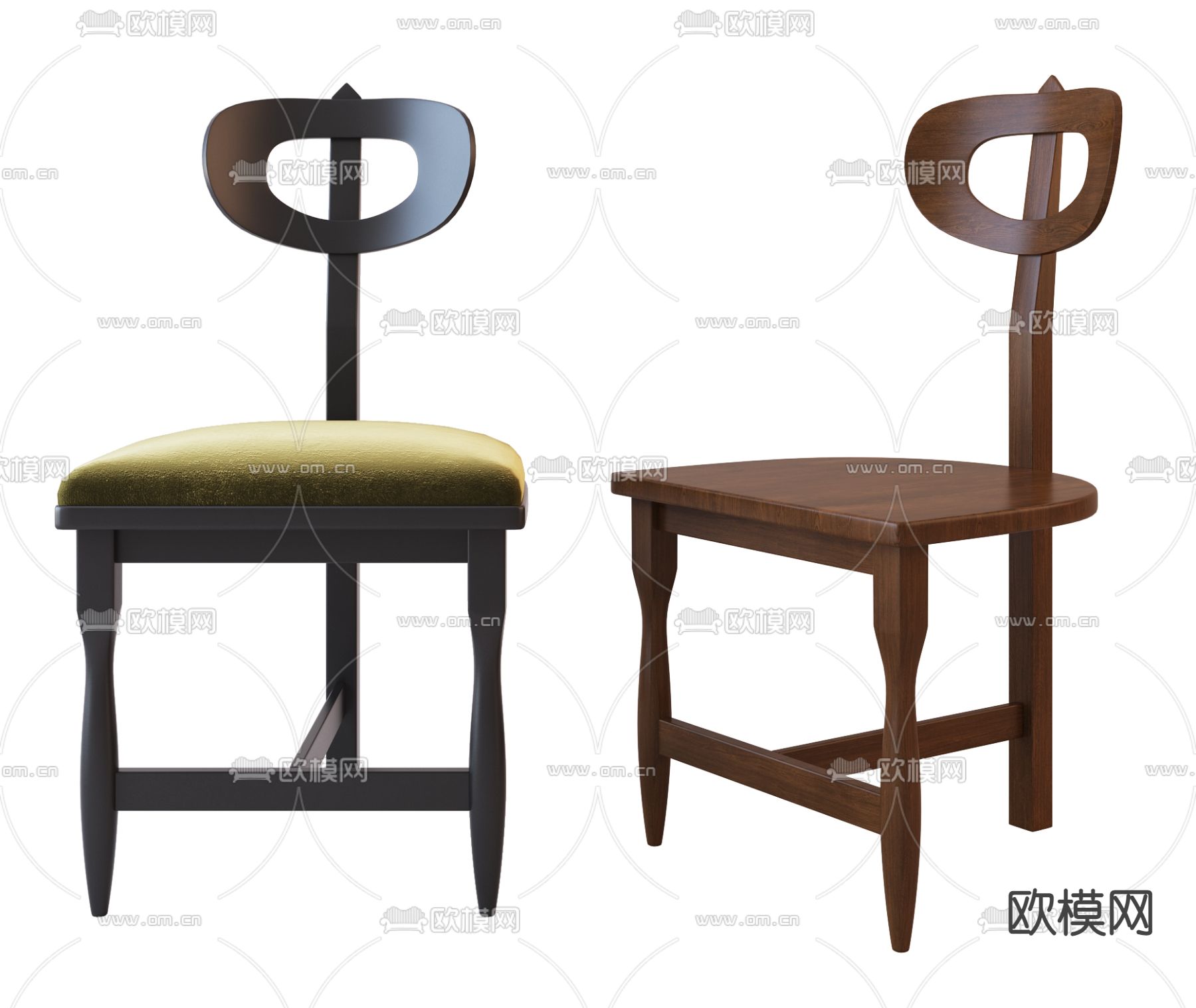 侘寂风椅子 餐椅3d模型下载（渲染图3）
