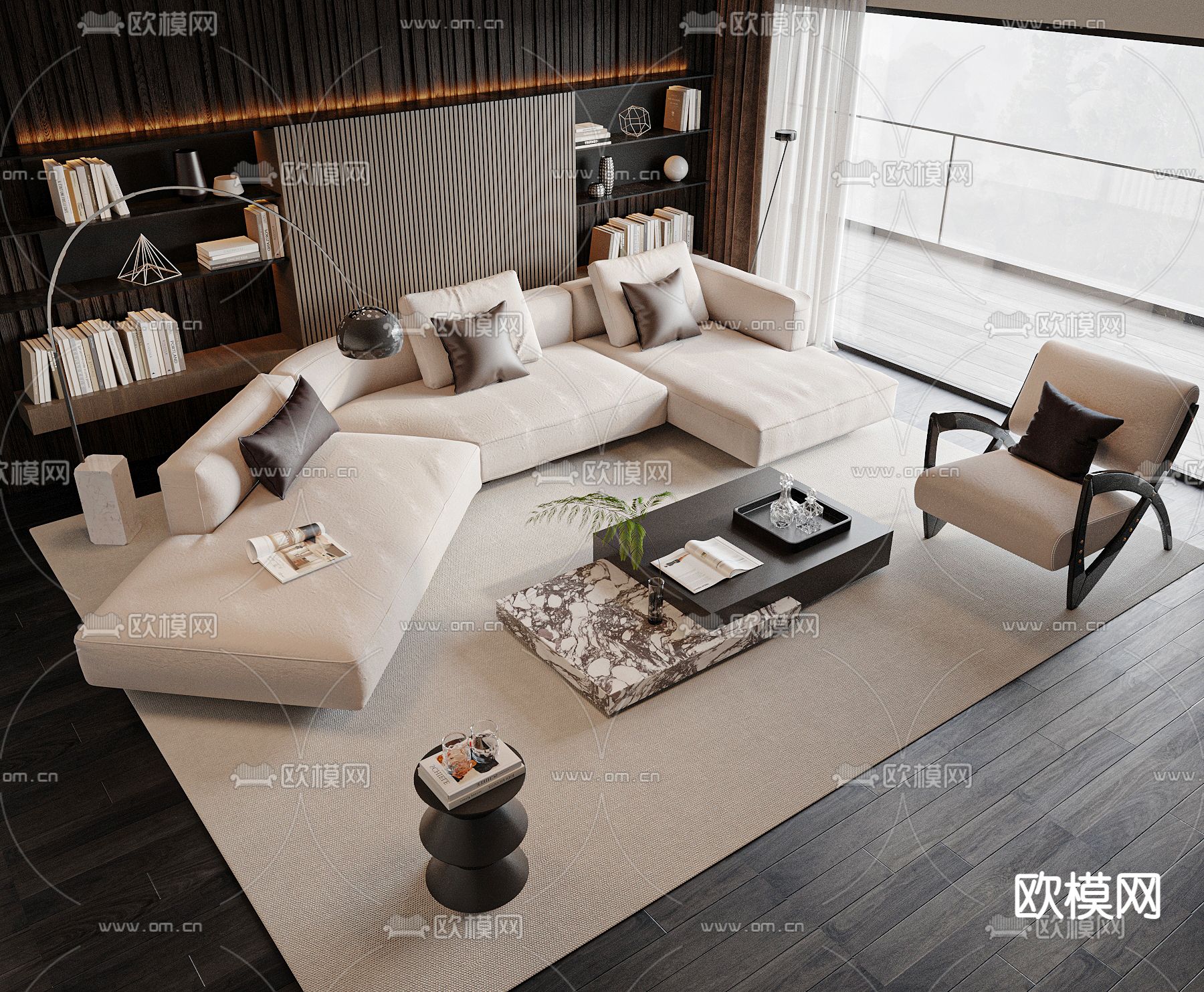 现代组合沙发3d模型下载