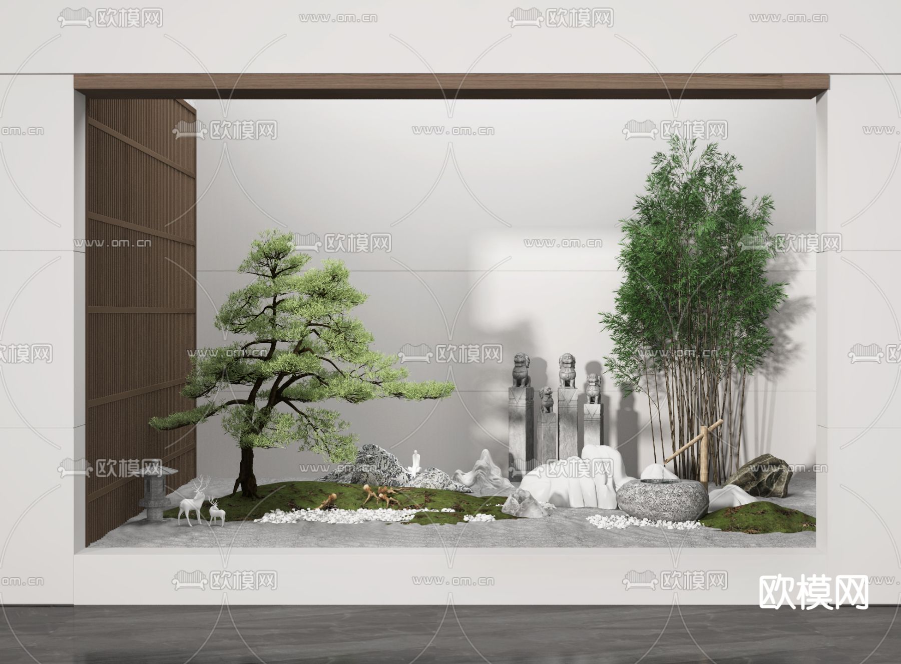 新中式 庭院小品3d模型下载