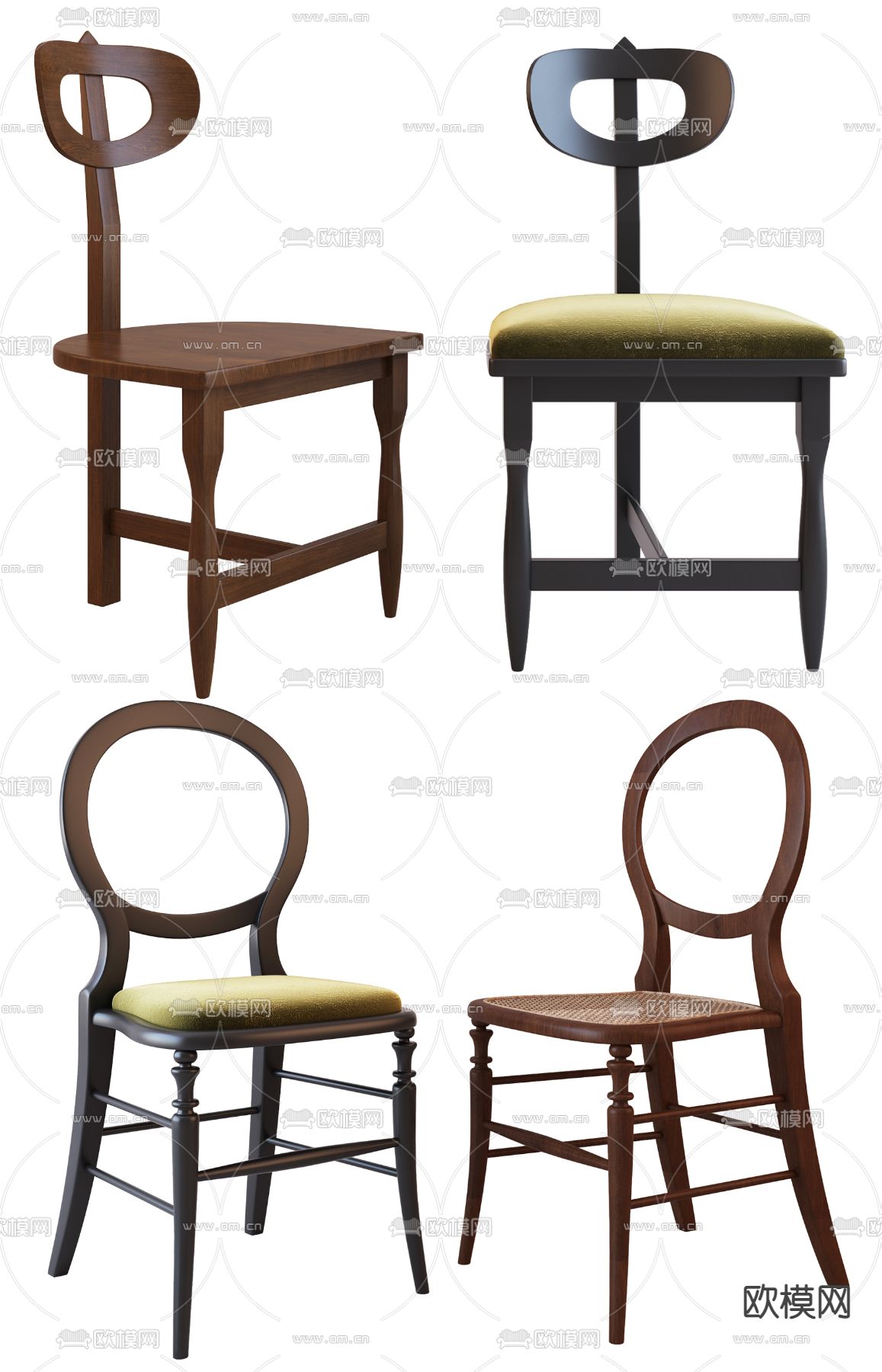 侘寂风椅子 餐椅3d模型下载（渲染图1）