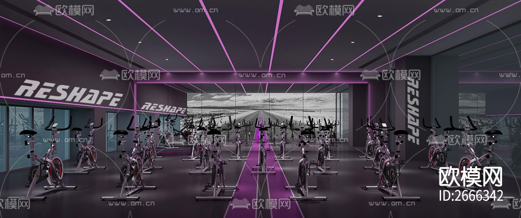 健身房cad施工图下载（渲染图2）