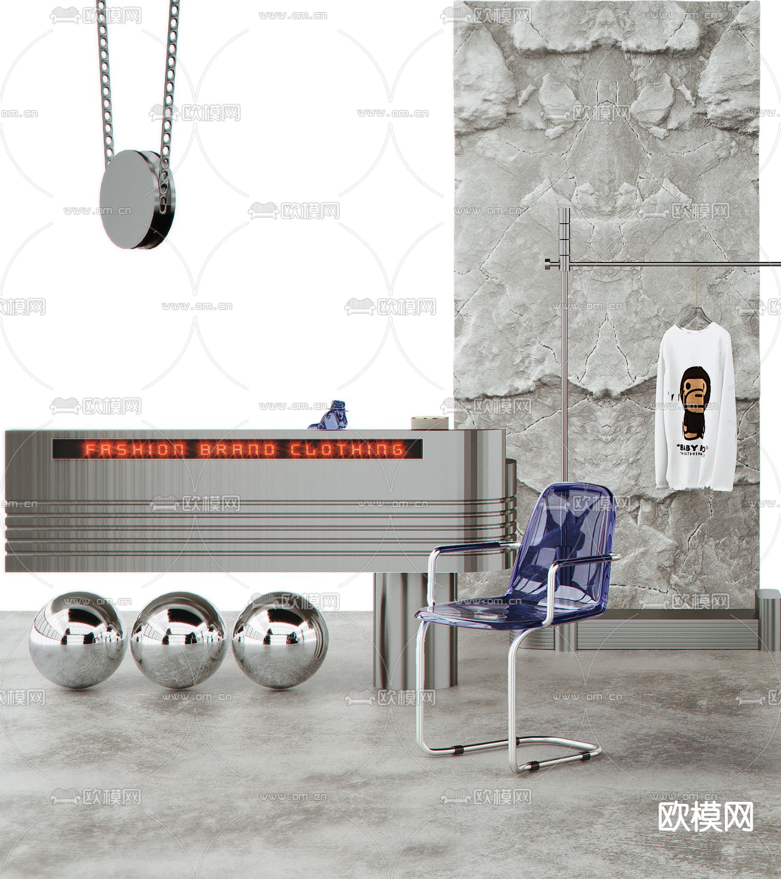 服装店 衣架 货架 模特3d模型下载（渲染图2）