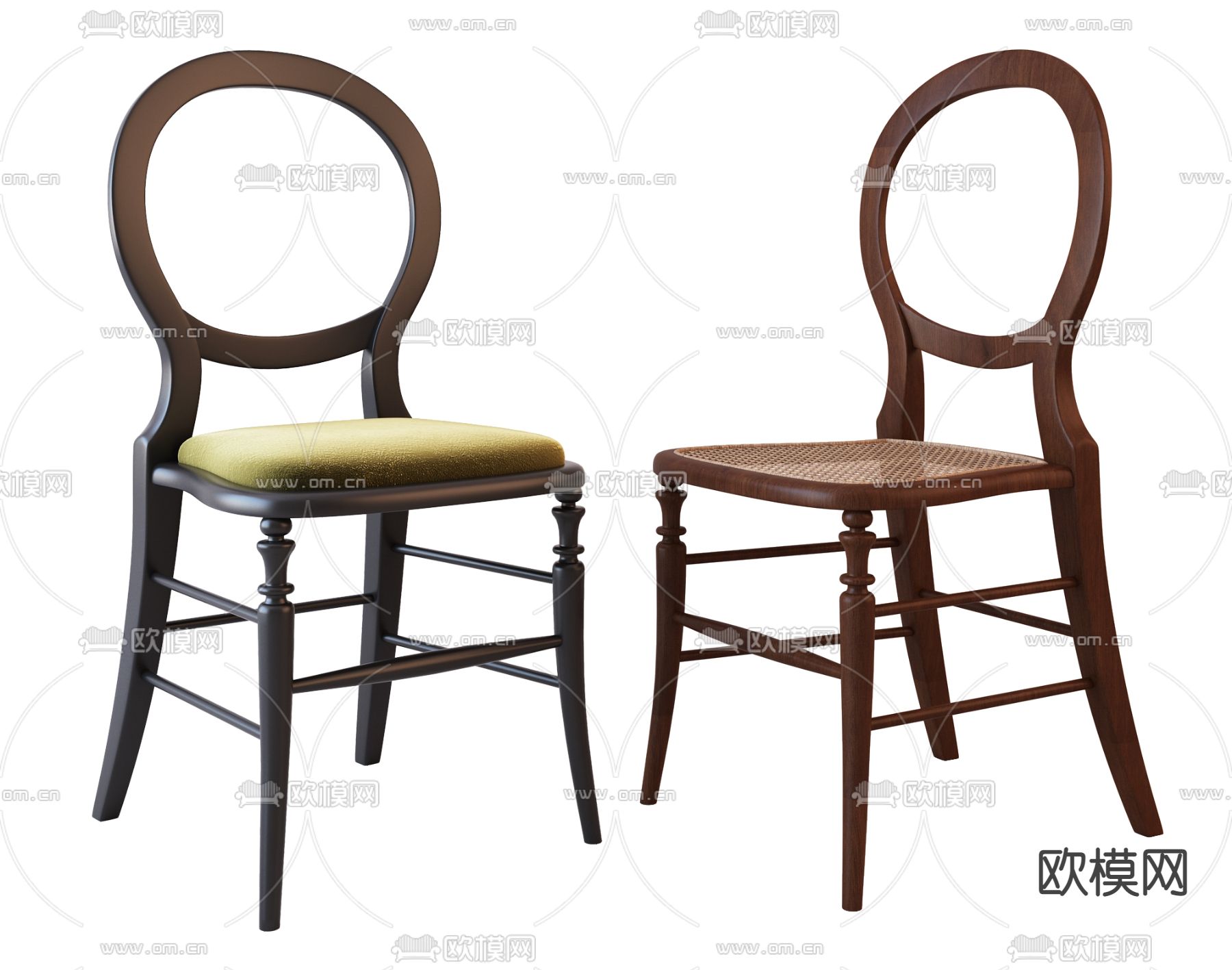 侘寂风椅子 餐椅3d模型下载（渲染图2）