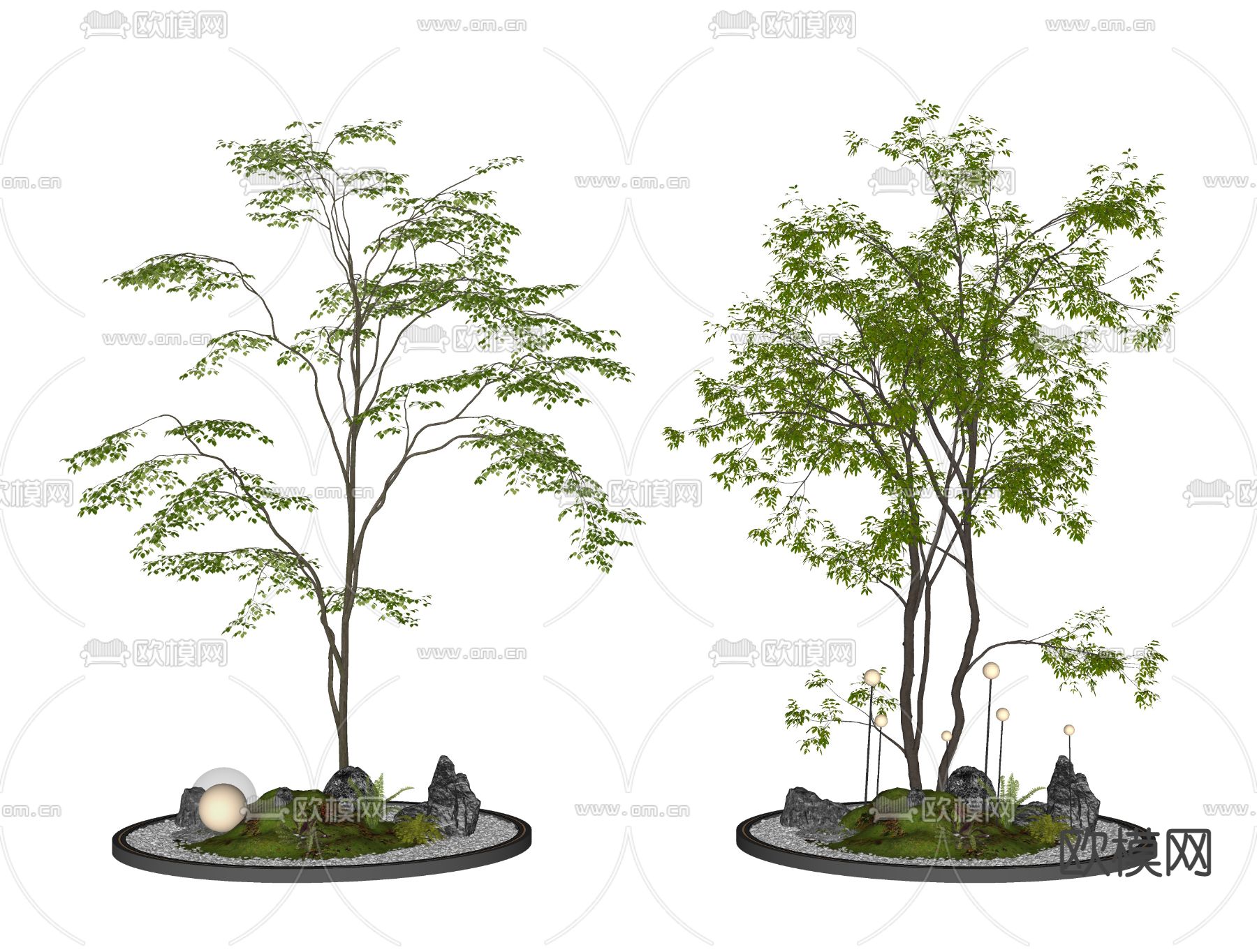 现代树池 景观树su模型