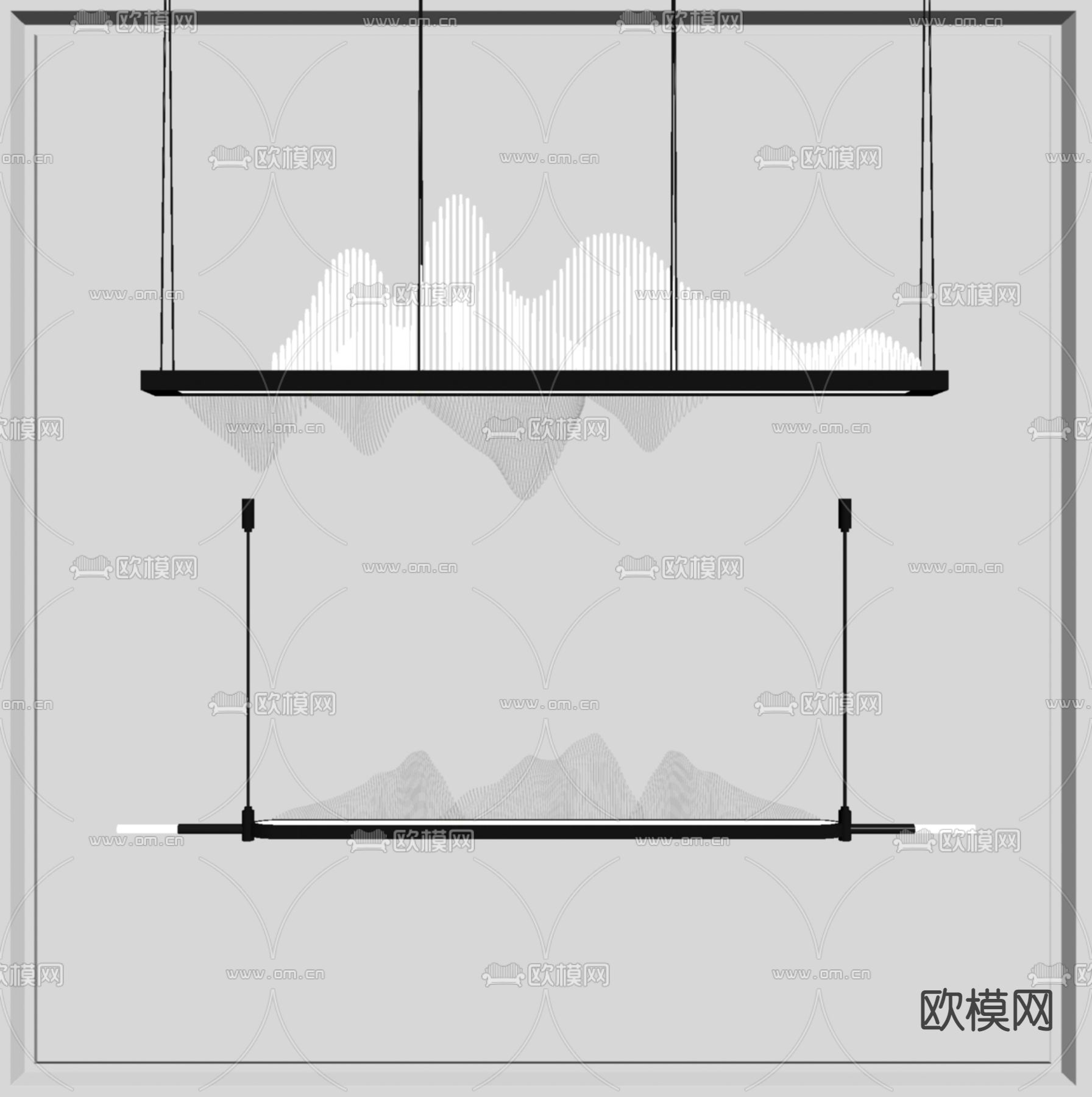 新中式装饰吊灯su模型