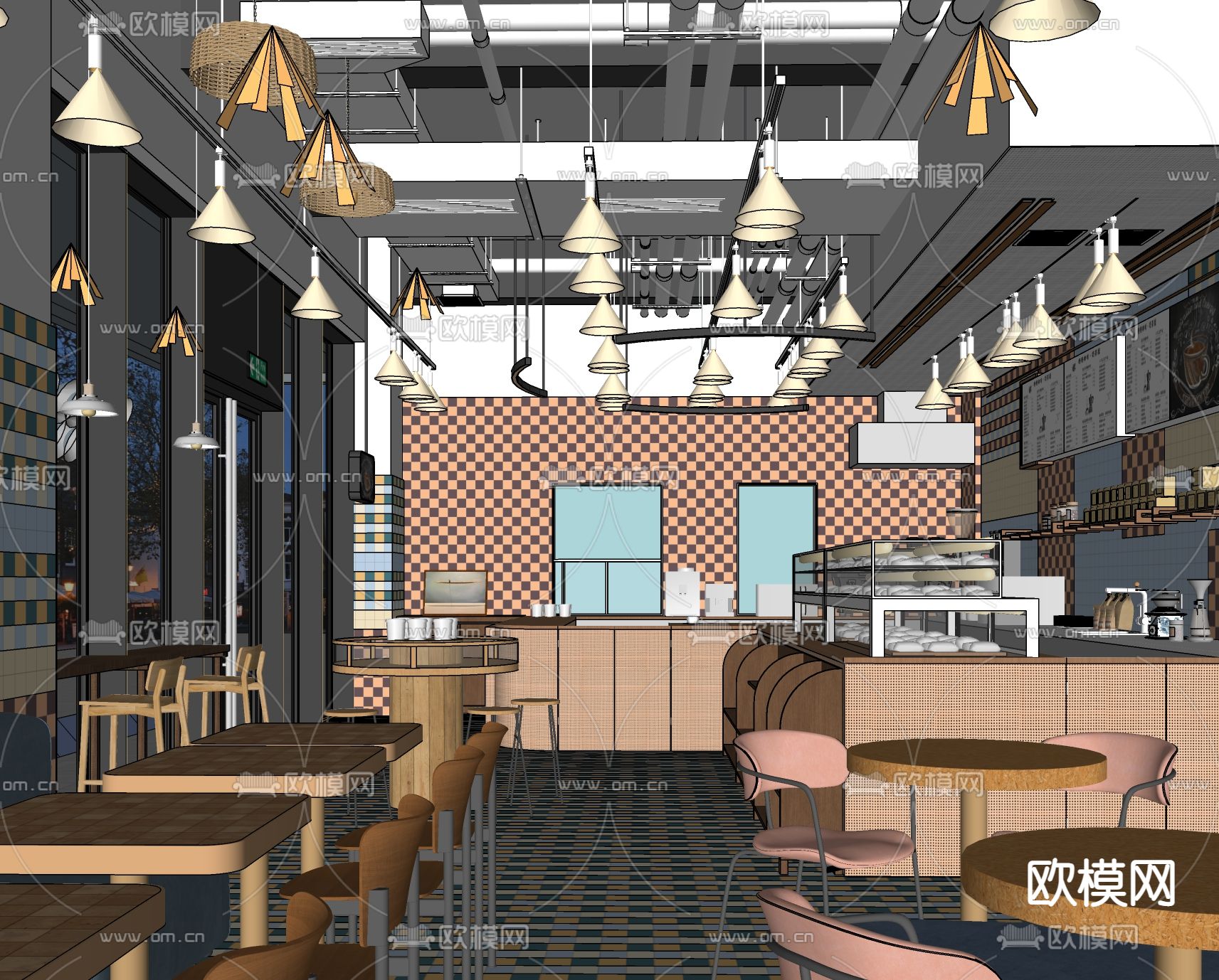 甜品店 面包店su模型下载（渲染图3）