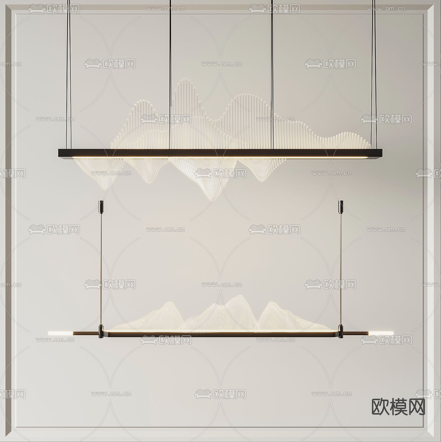 新中式装饰吊灯su模型