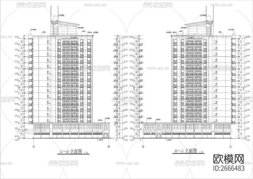 高層建筑全套cad施工圖下載(渲染圖8)