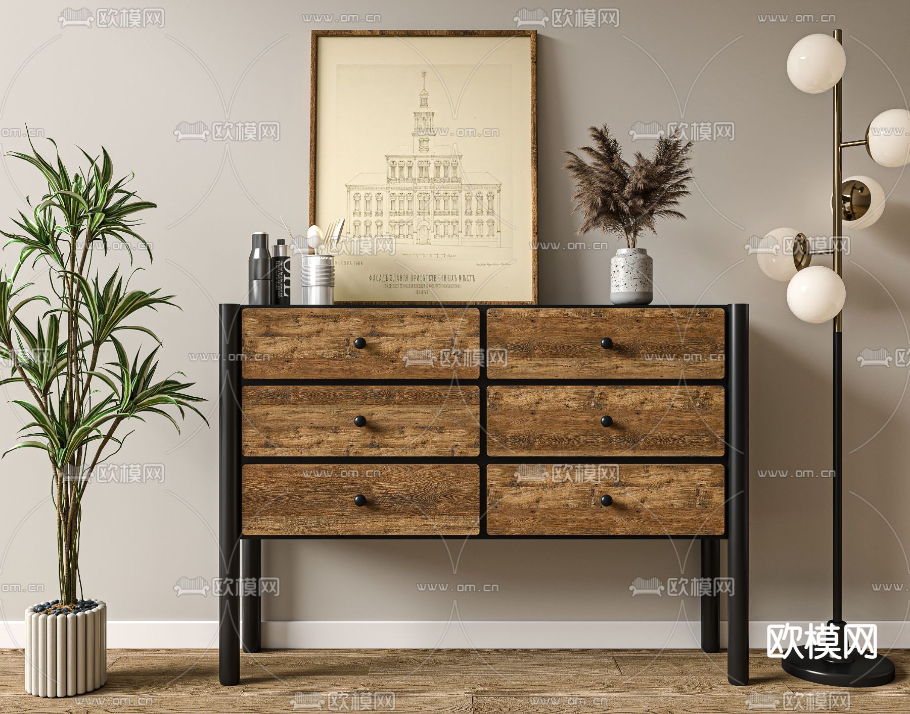 侘寂斗柜 边柜3d模型下载