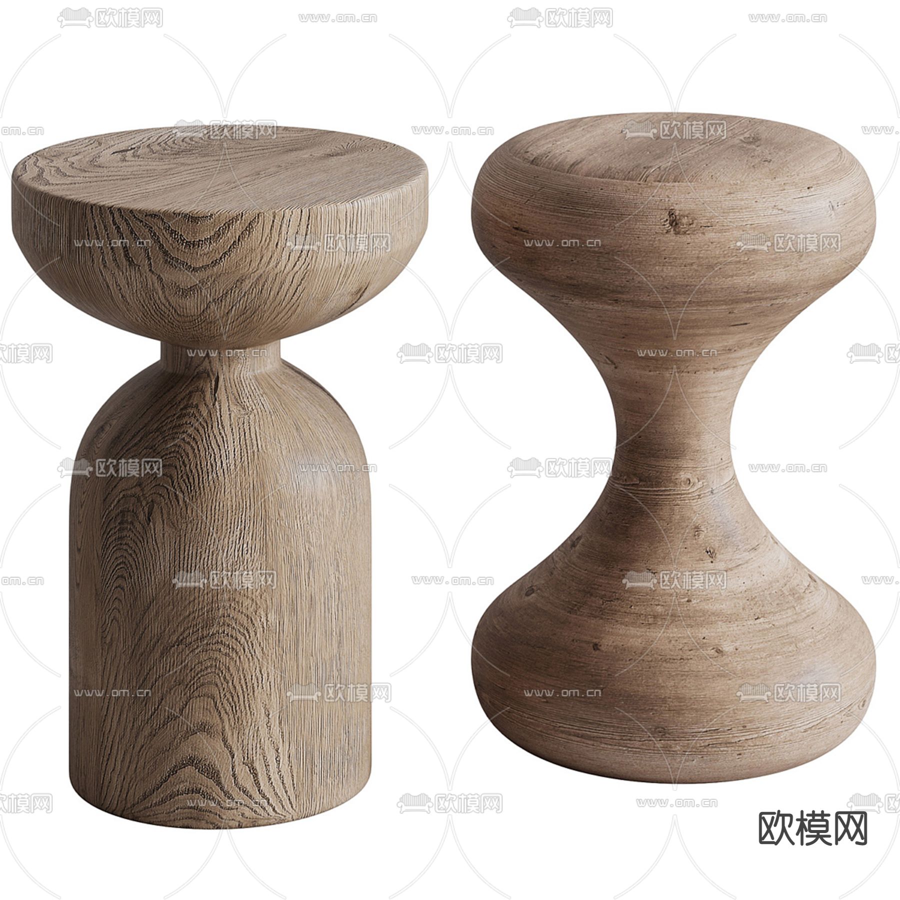 侘寂风圆几 边几 角几3d模型下载（渲染图2）