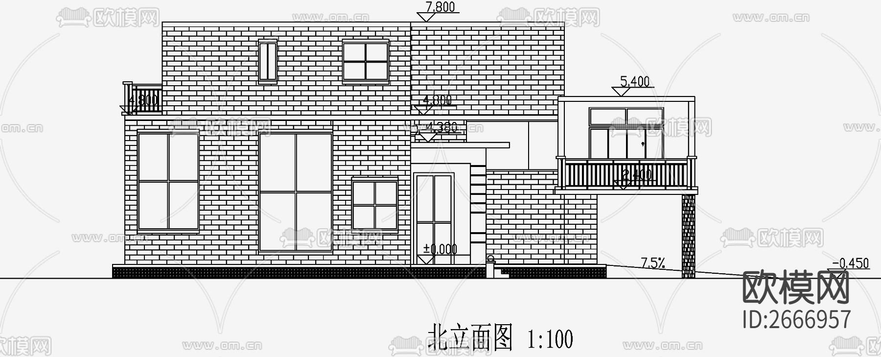 现代简约别墅效果图cad施工图下载（渲染图6）