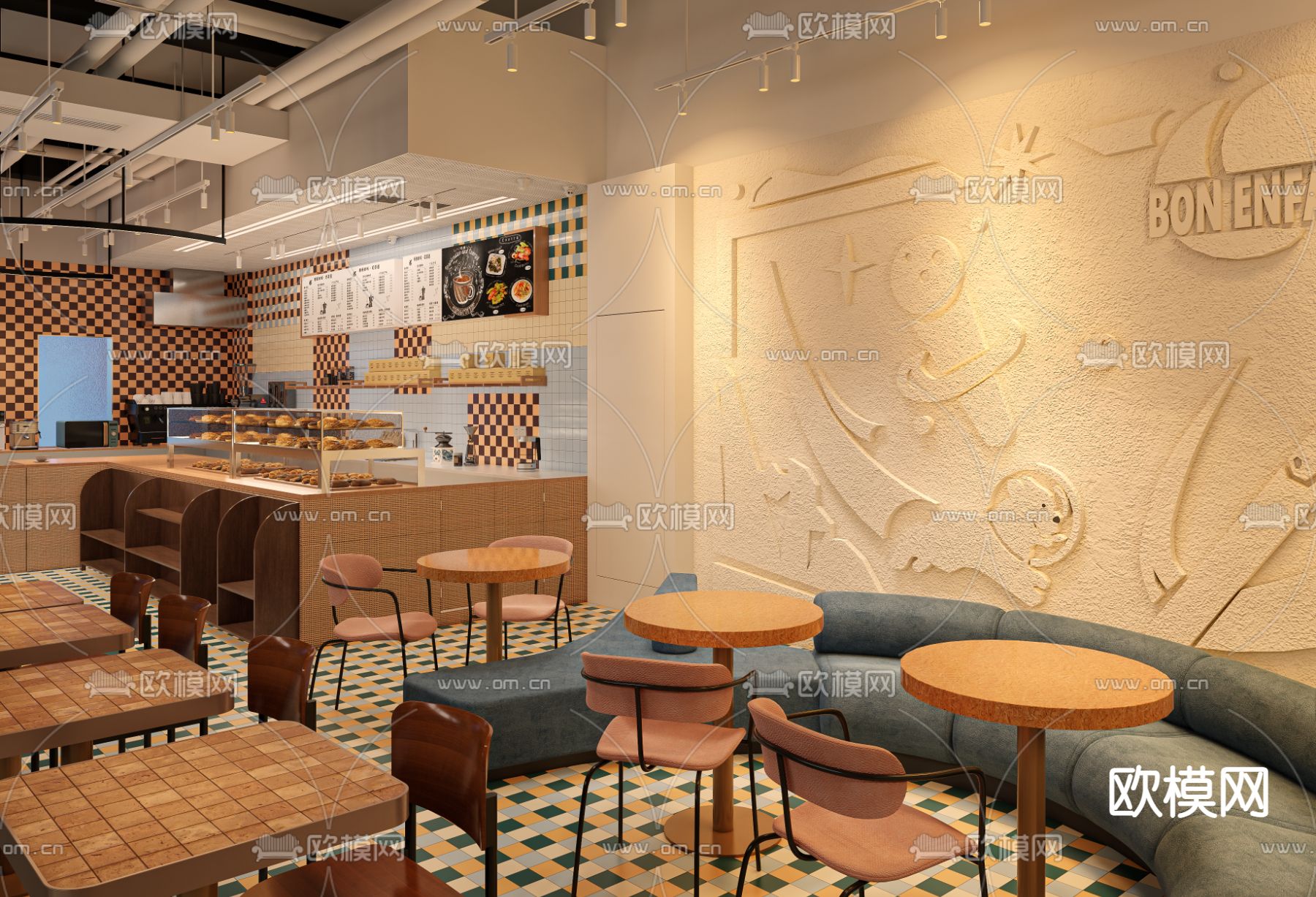 甜品店 面包店su模型下载（渲染图2）