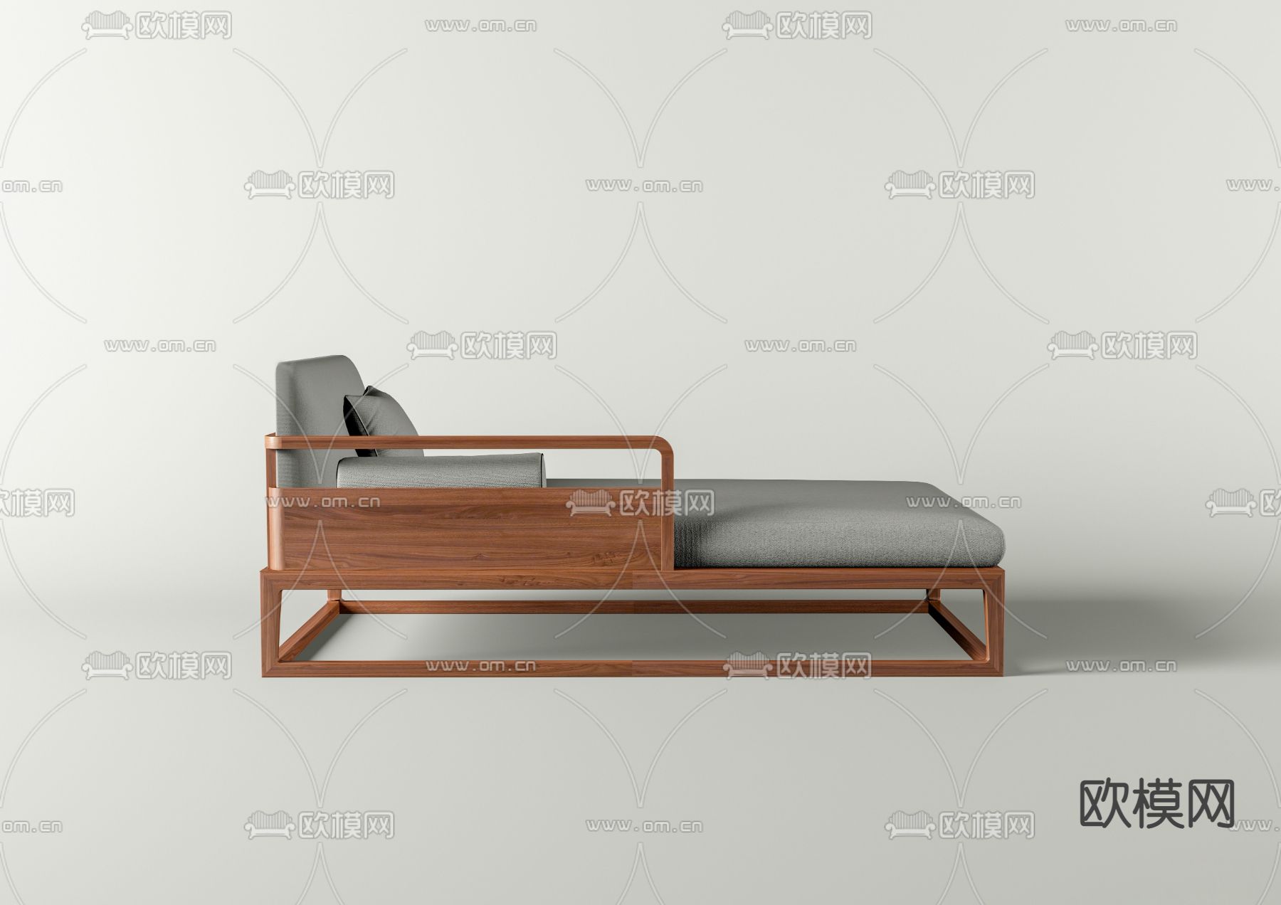 新中式实木贵妃椅su模型下载（渲染图1）