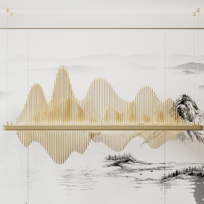  新中式装饰吊灯su模型 