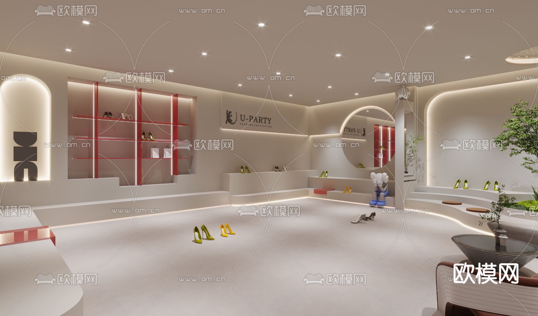 鞋子展厅 鞋店3d模型下载（渲染图2）
