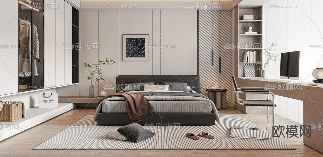 现代卧室 主人房3d模型