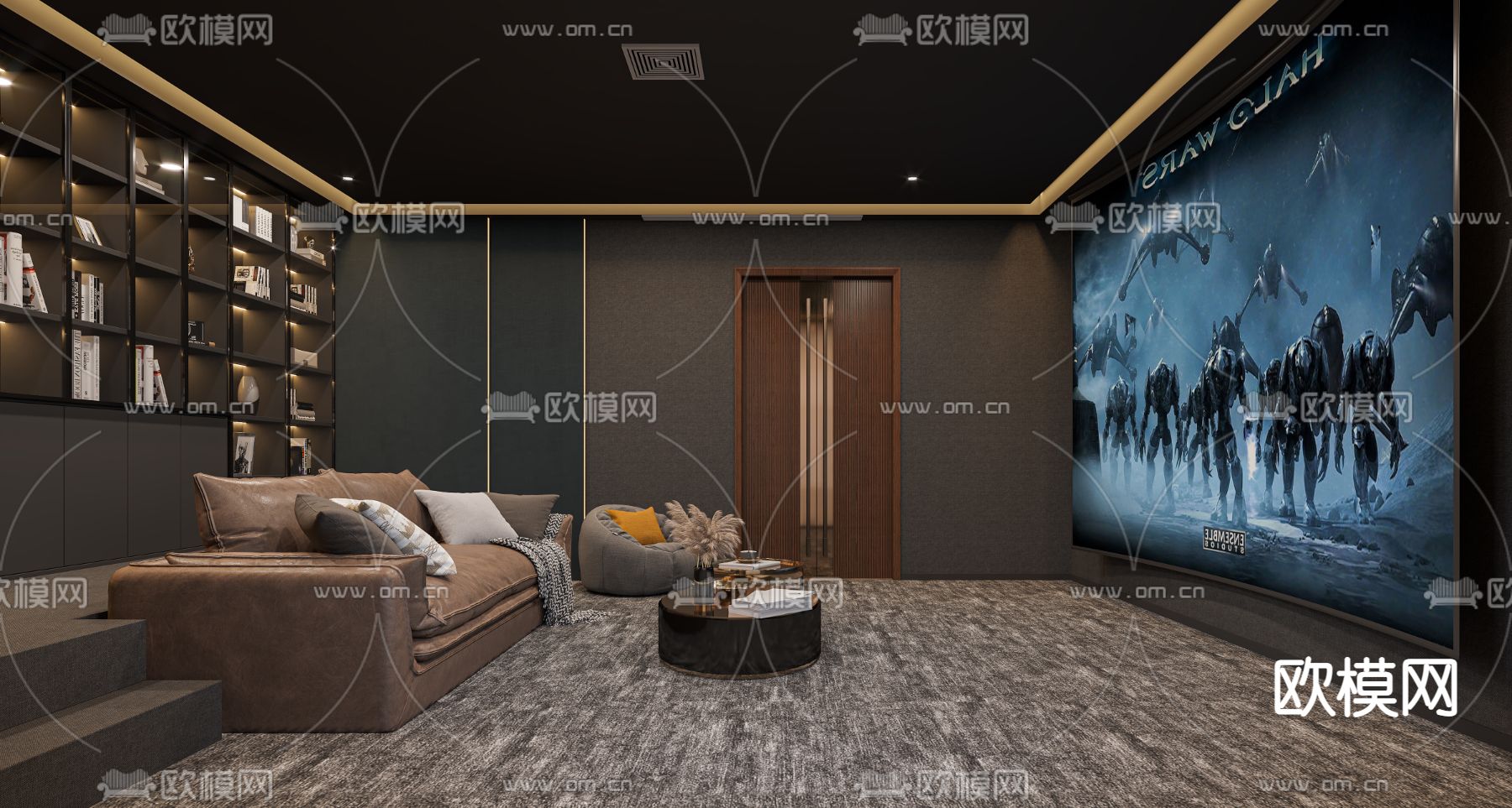 影音室 视听室 家庭影院3d模型下载（渲染图1）