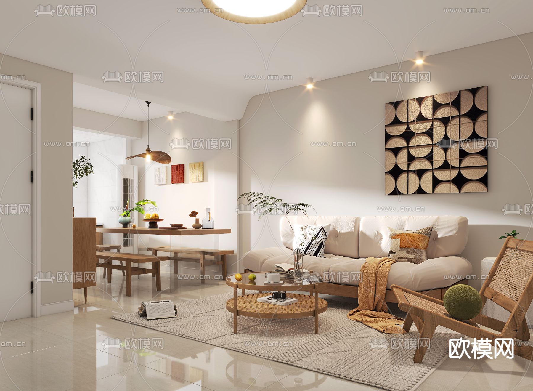 北欧民宿 客餐厅3d模型下载（渲染图7）