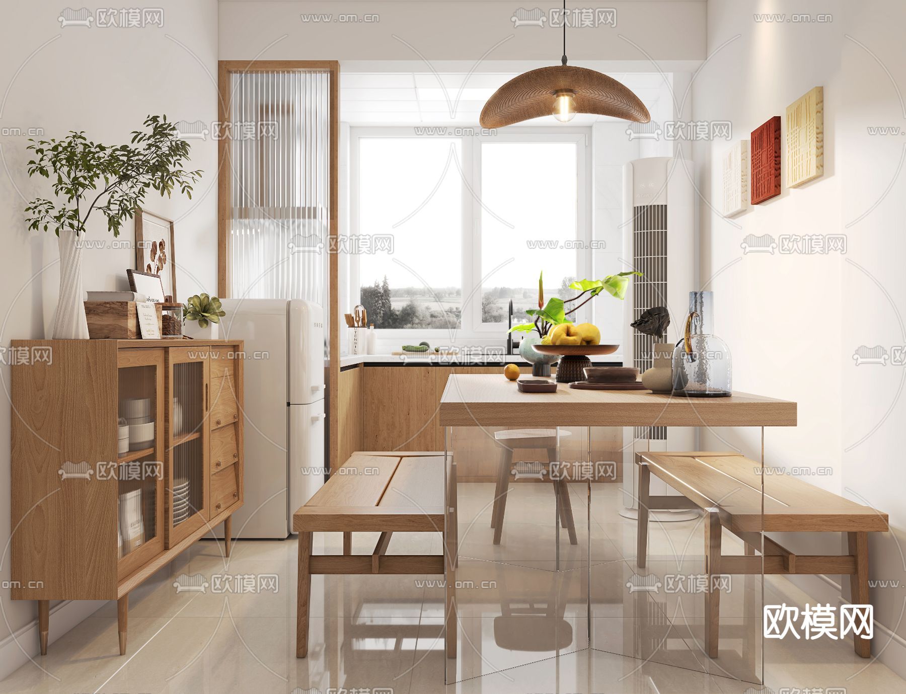 北欧民宿 客餐厅3d模型下载（渲染图2）