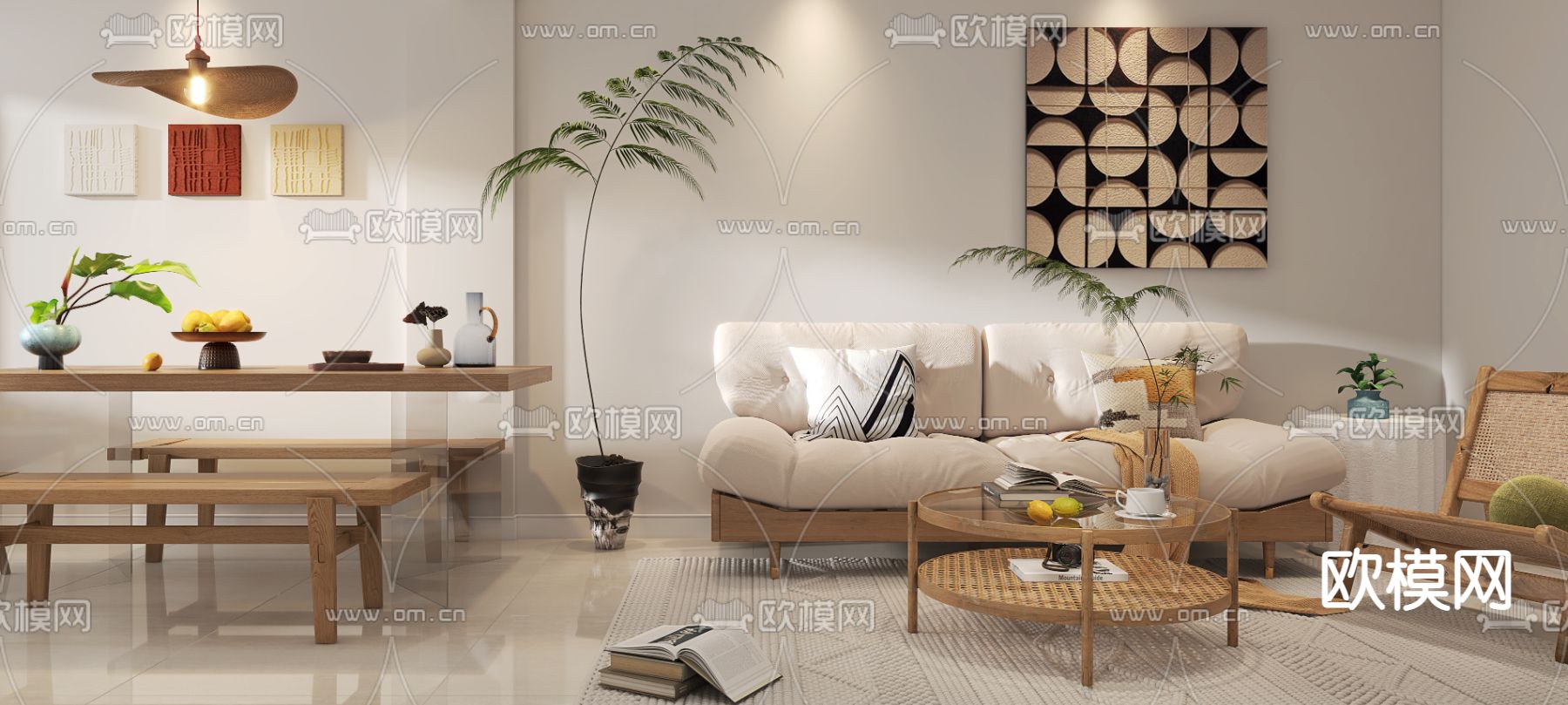 北欧民宿 客餐厅3d模型下载（渲染图4）