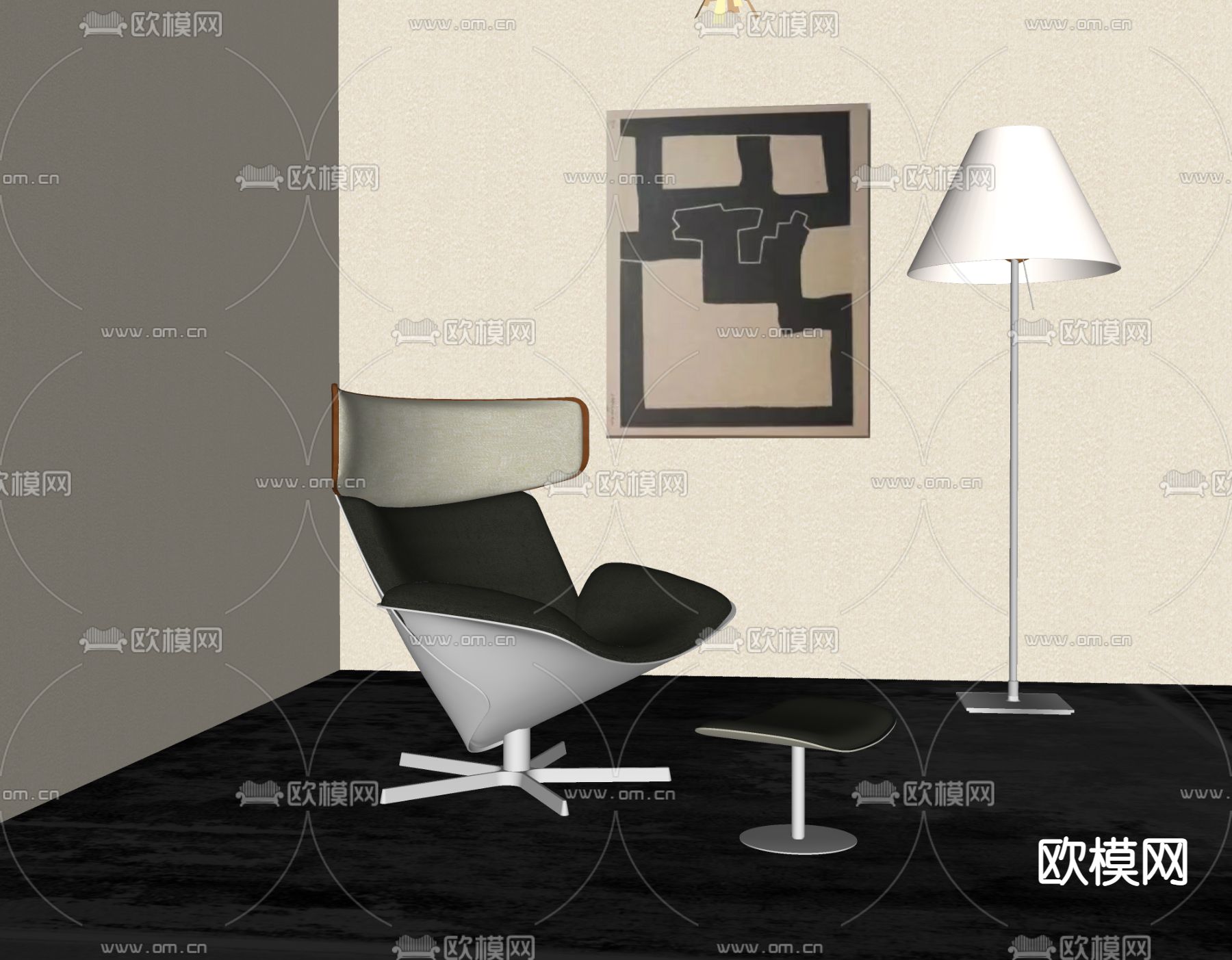 后现代休闲椅su模型下载（渲染图2）